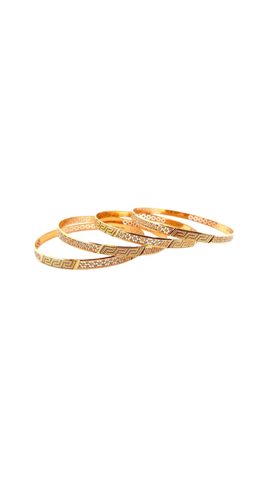 22K Gold Two-tone 4 Pieces Set of Bangles