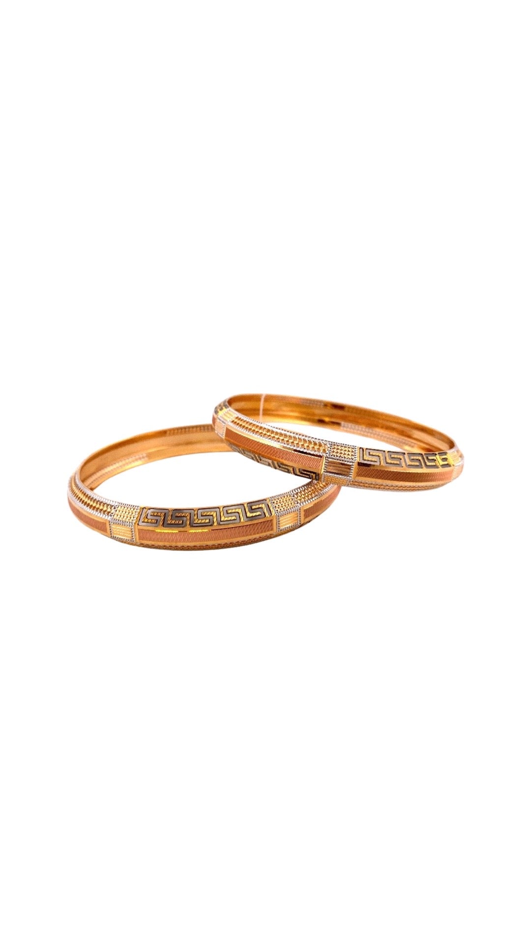 22K Gold Two-tone Vintage Designer Pair of Bangles