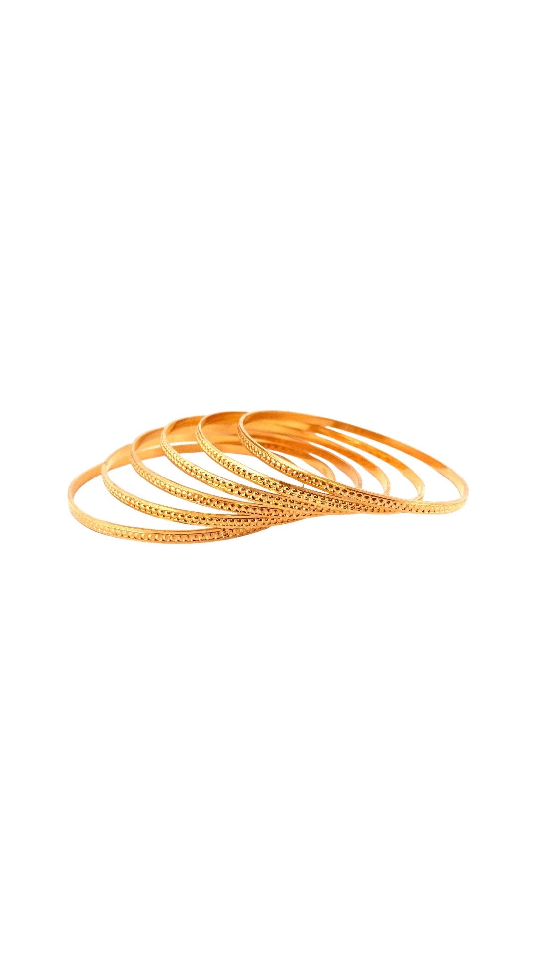 22K Gold Dotted-design Plain 6 Pieces Bangles Set