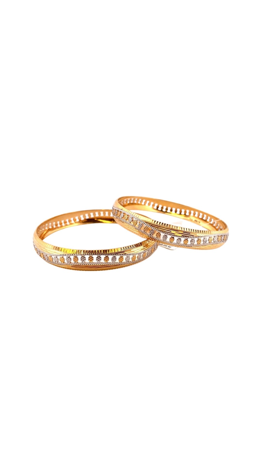 22K Gold Two-tone Flower Design 2 Pieces Set Of Bangles