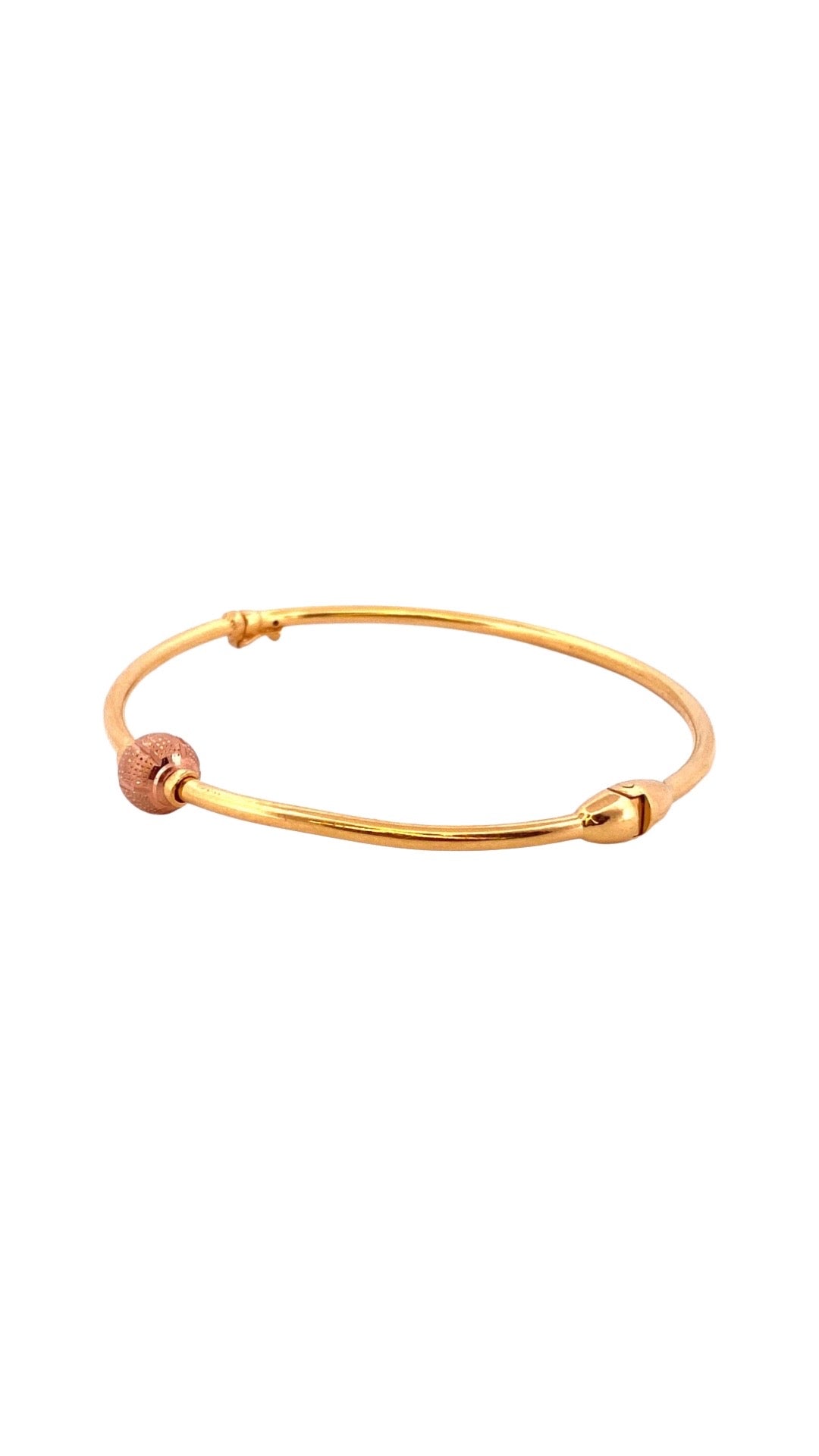 22K Gold Rose Gold Bead Decor Single Bangle