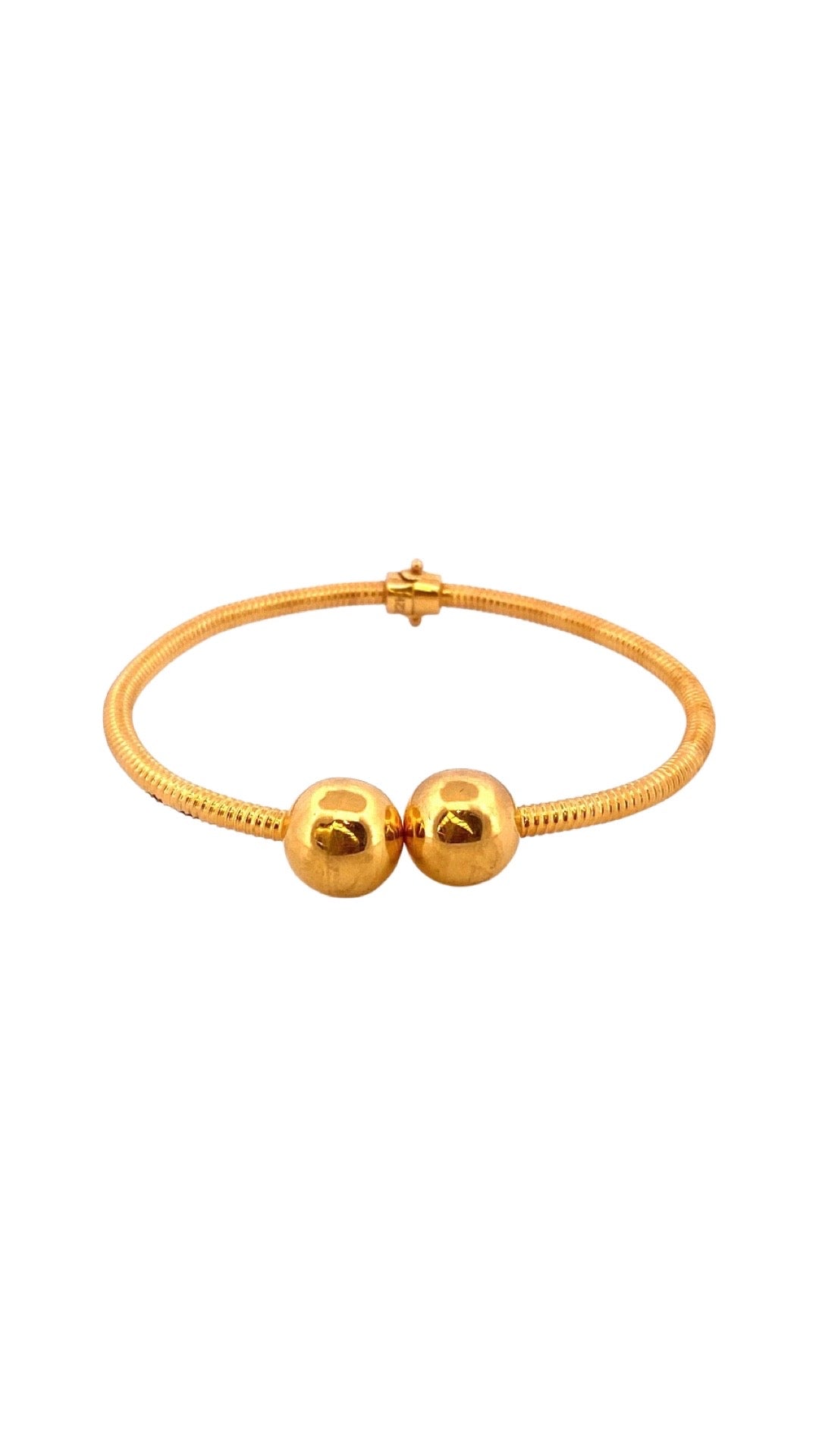 22K Gold Plain Bead Cuff Single Bangle