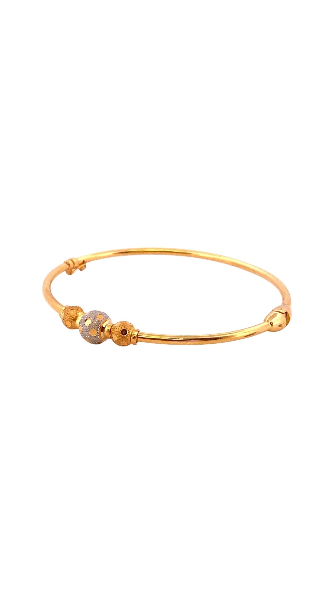 22K Gold Three-Beads Decor Single Bangle