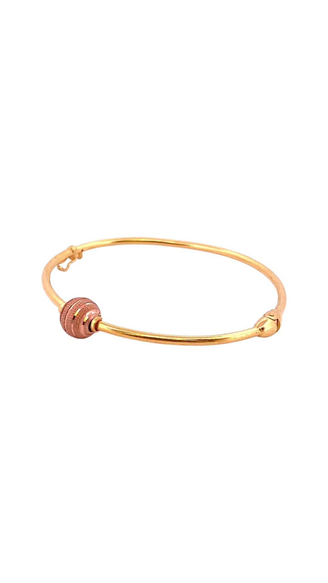 22K Gold Rose Gold Bead Single Bangle