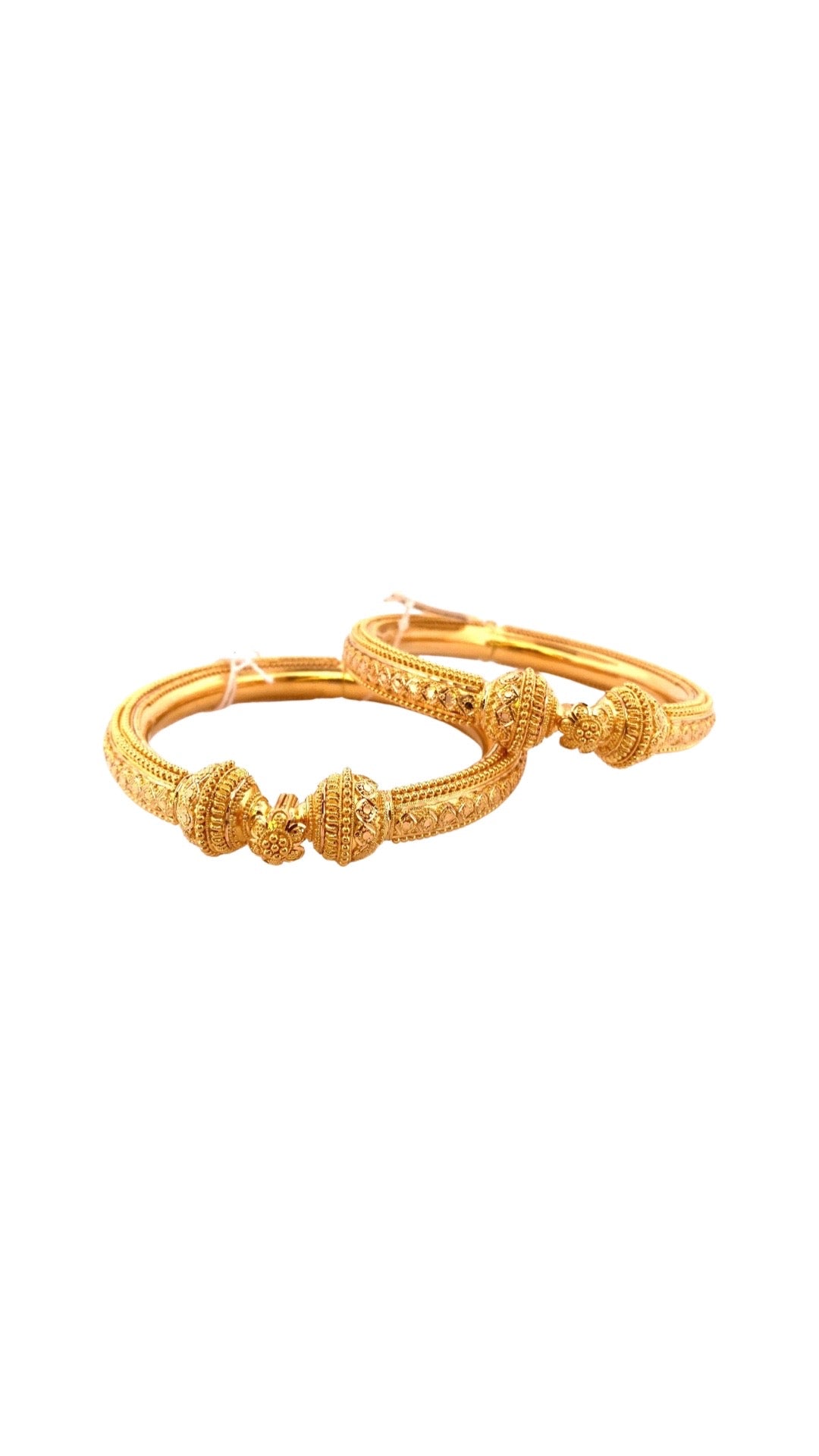 22K Gold Designer 2 Pieces Set Of Ladies Screw Bangles