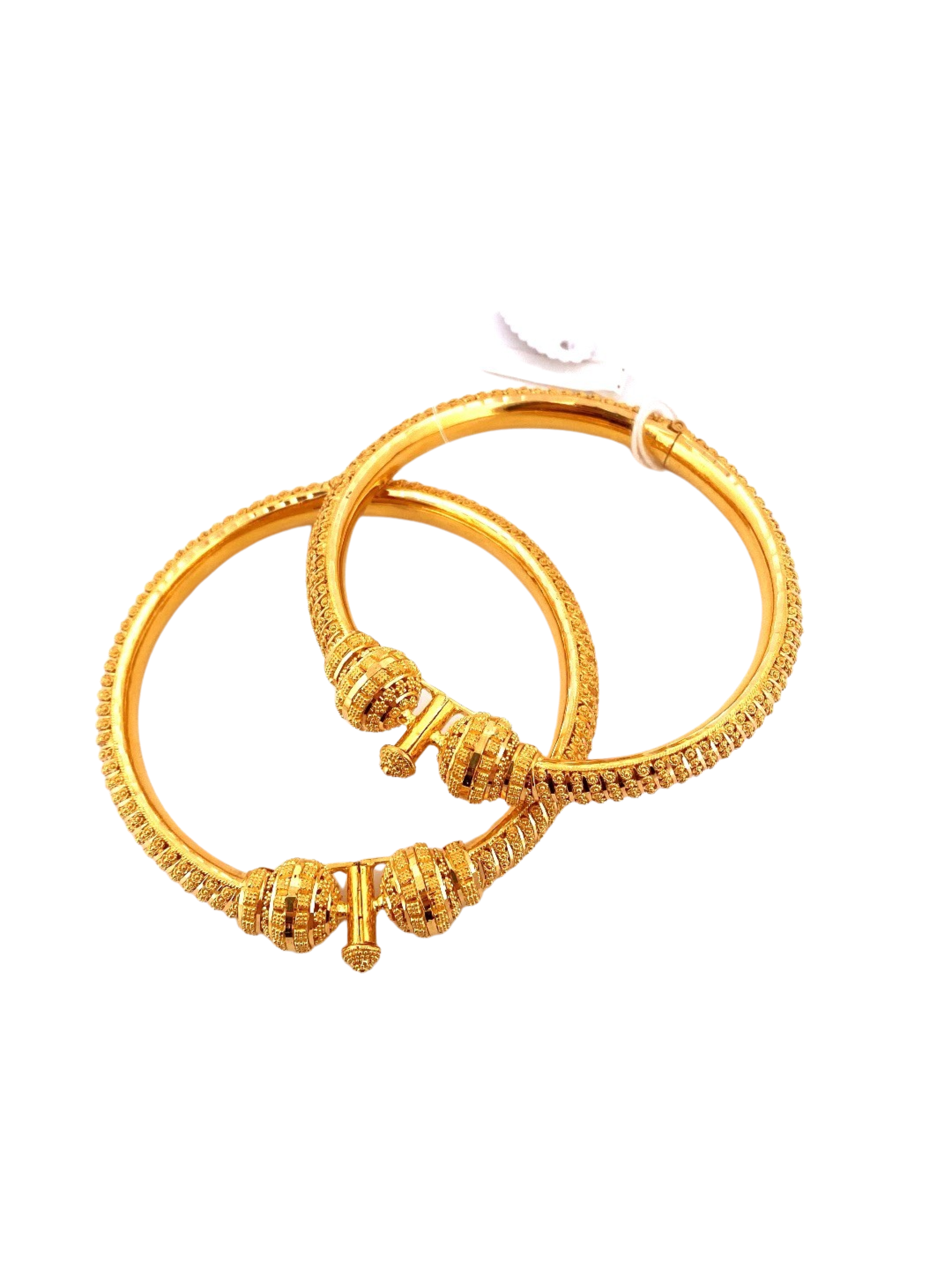 22K Gold Designer 2 Pieces Set Of Ladies Screw Bangles