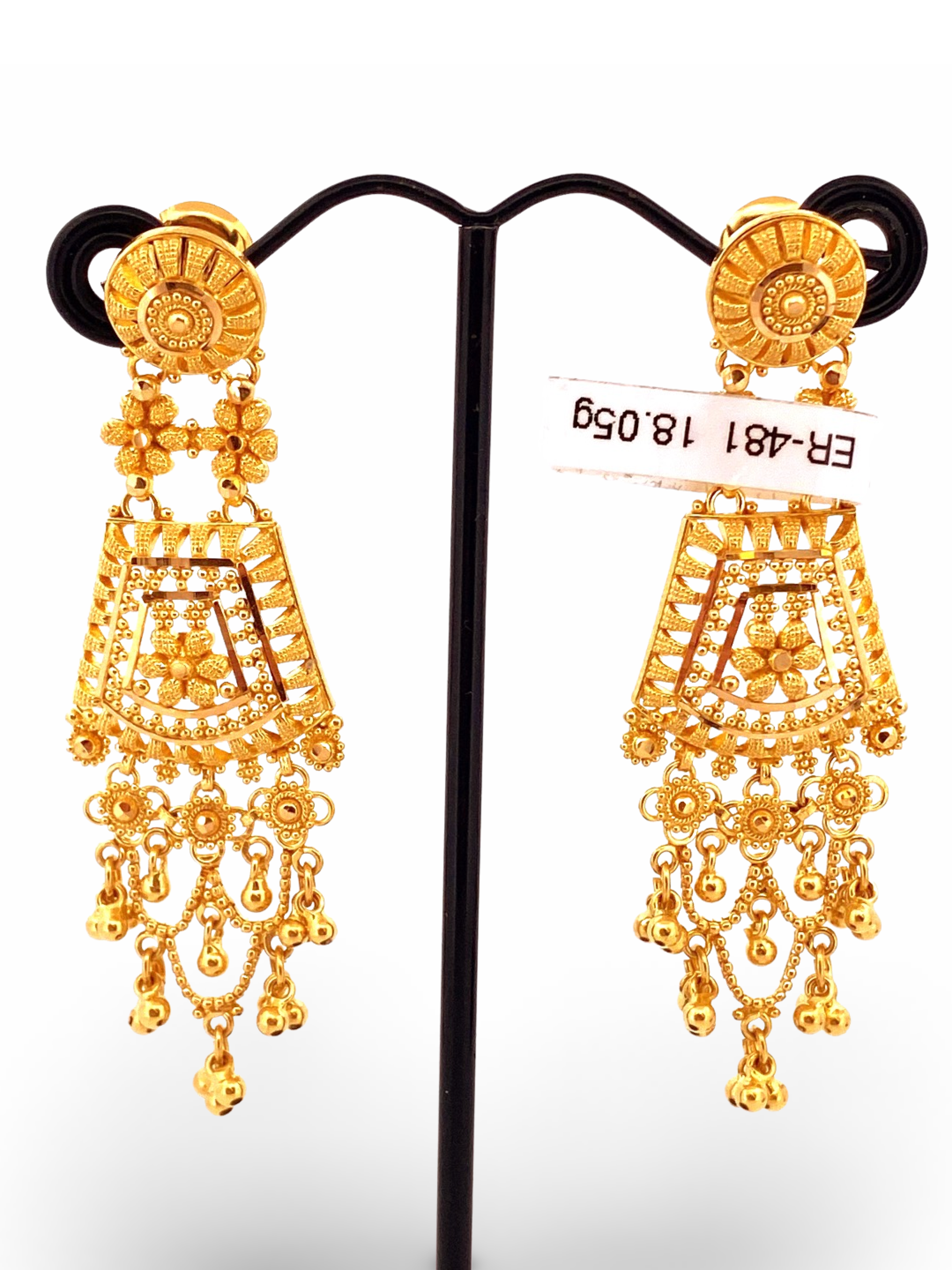 22K Gold Modern Style Hanging Earrings Ashok Jewellers Canada