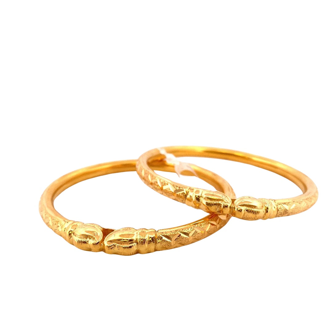 22K Gold Laser Cut 2 Pieces Set Of Ladies Bangles