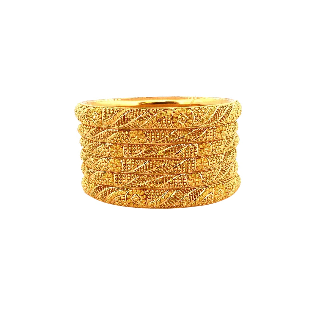 22K Gold Designer 6 Pieces Bangles Set