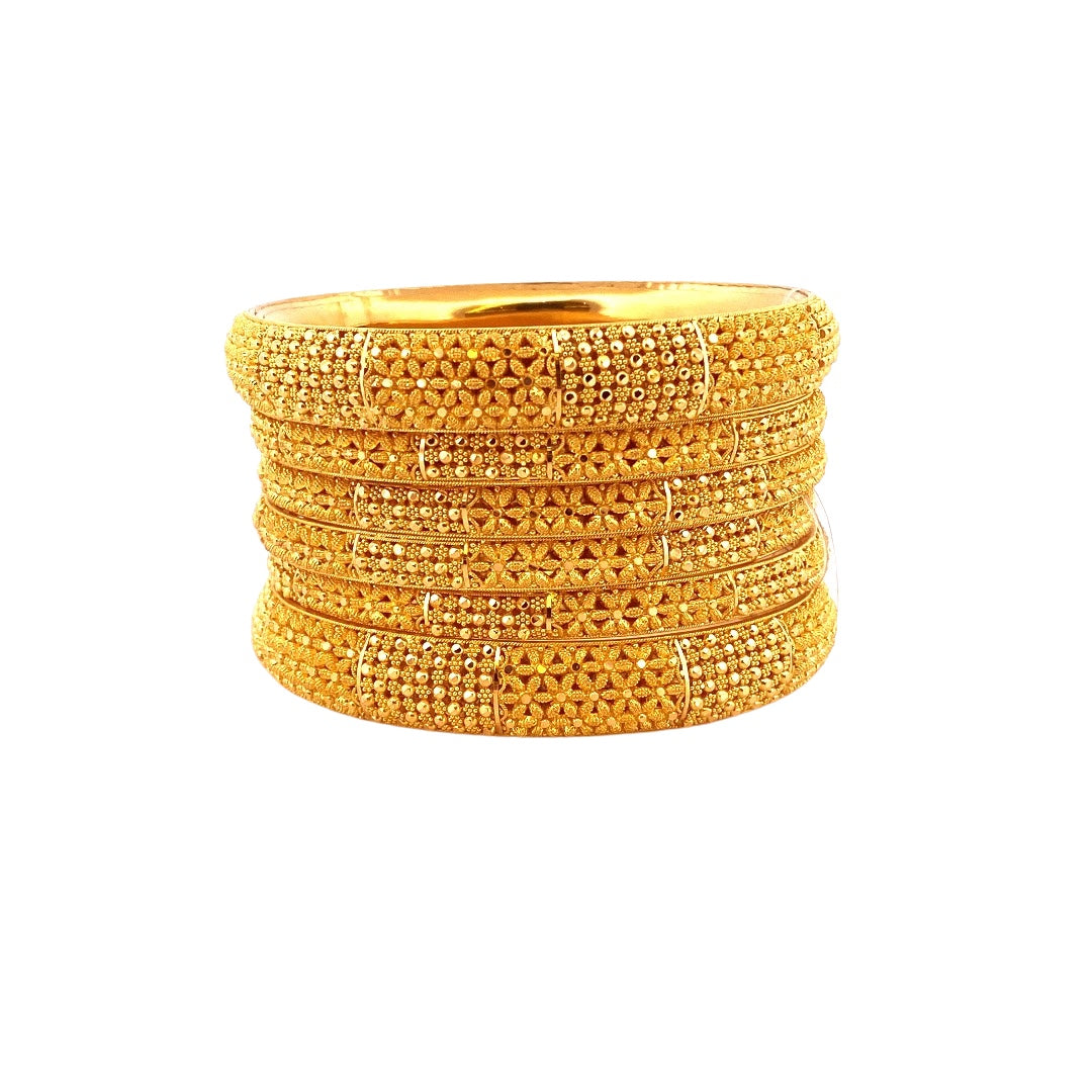 22K Gold Designer 6 Pieces Bangles Set