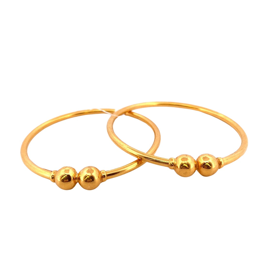 22K Gold Plain Beads 2 Pieces Set Of Ladies Bangles