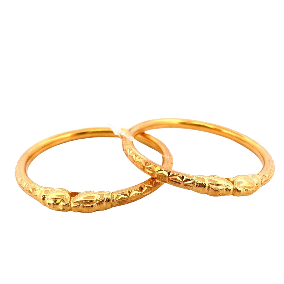22K Gold Laser Cut 2 Pieces Set Of Ladies Bangles