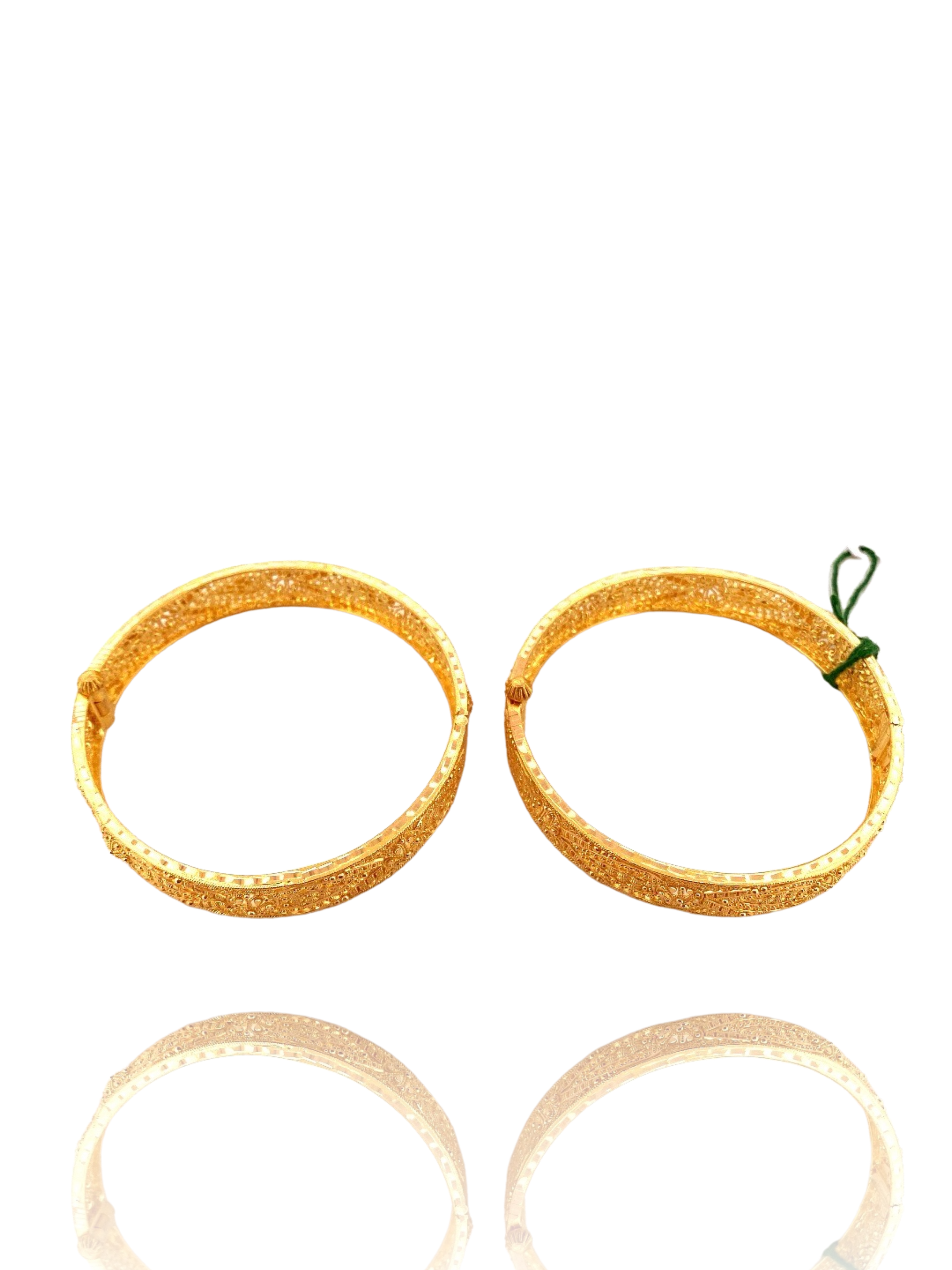 22K Gold Designer 2 Pieces Set of Ladies Screw Bangles