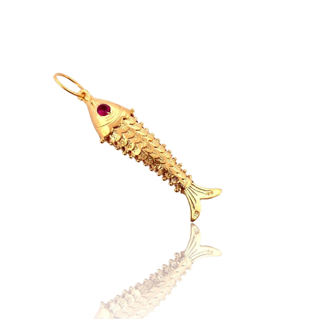 22K Gold Designer Fish Pendant
