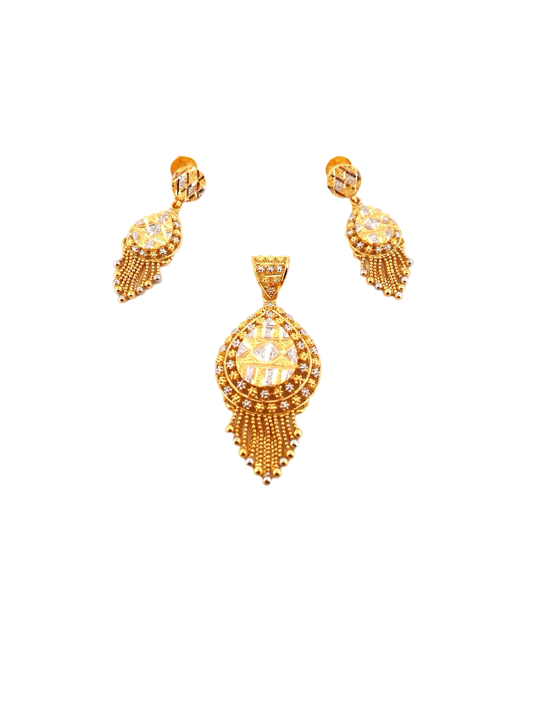 22K Gold Two-tone Designer Pendant Set