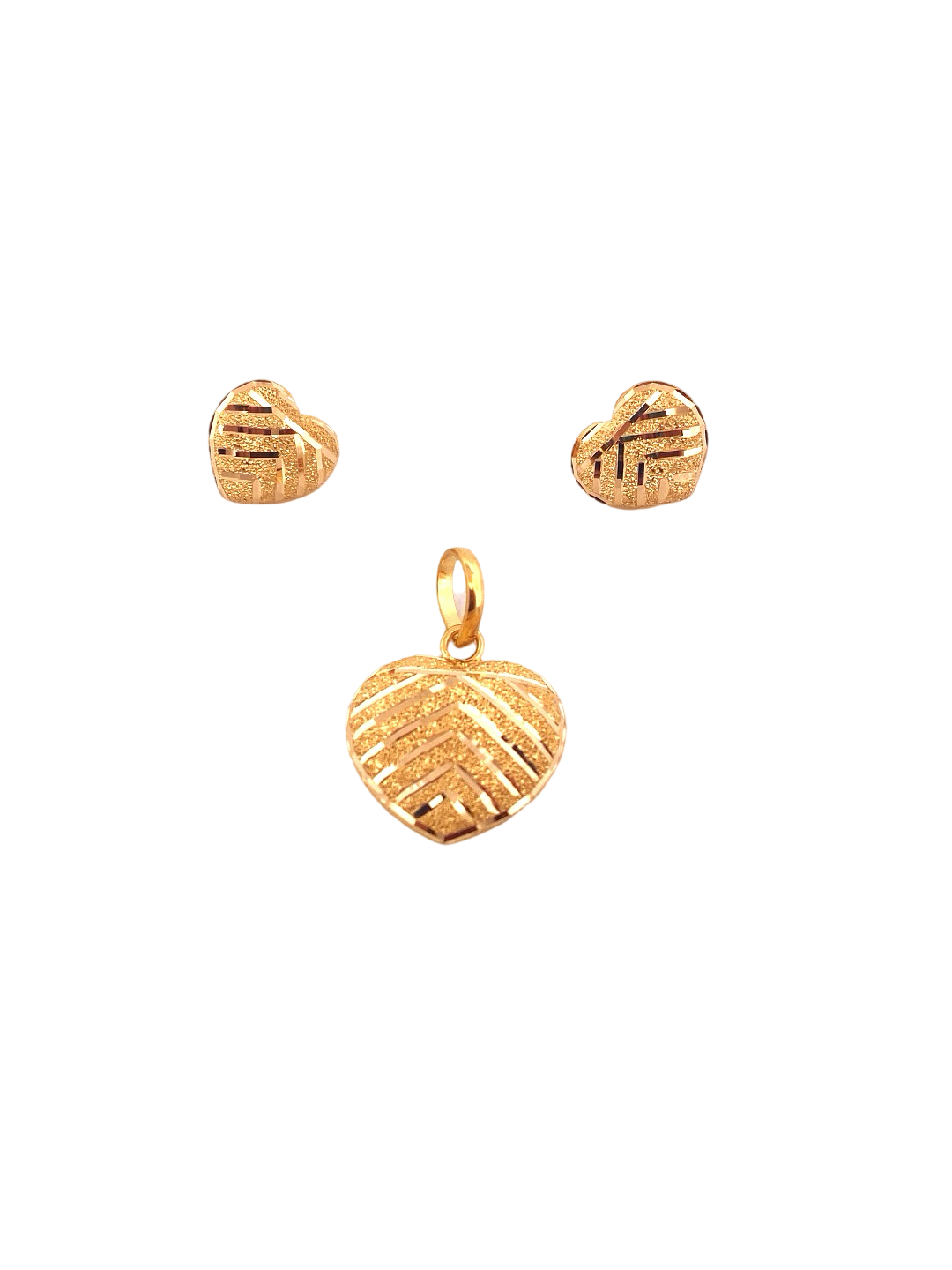 22K Gold Heart Designer Pendant Set
