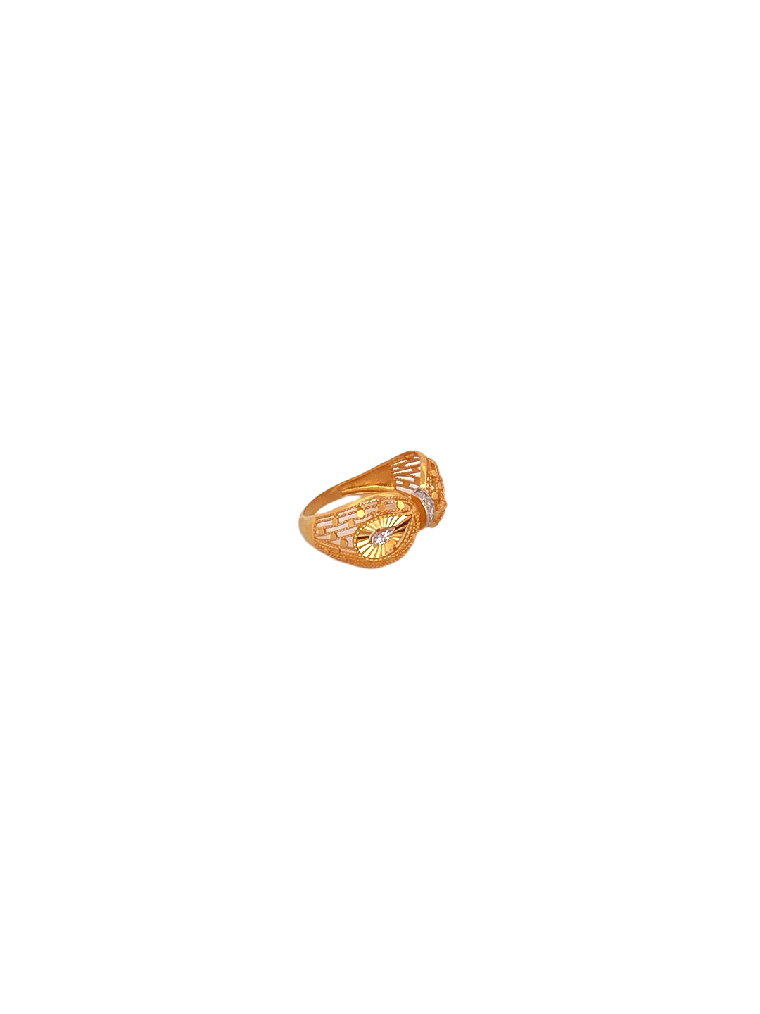 22K Gold CZ Designer Ladies Ring