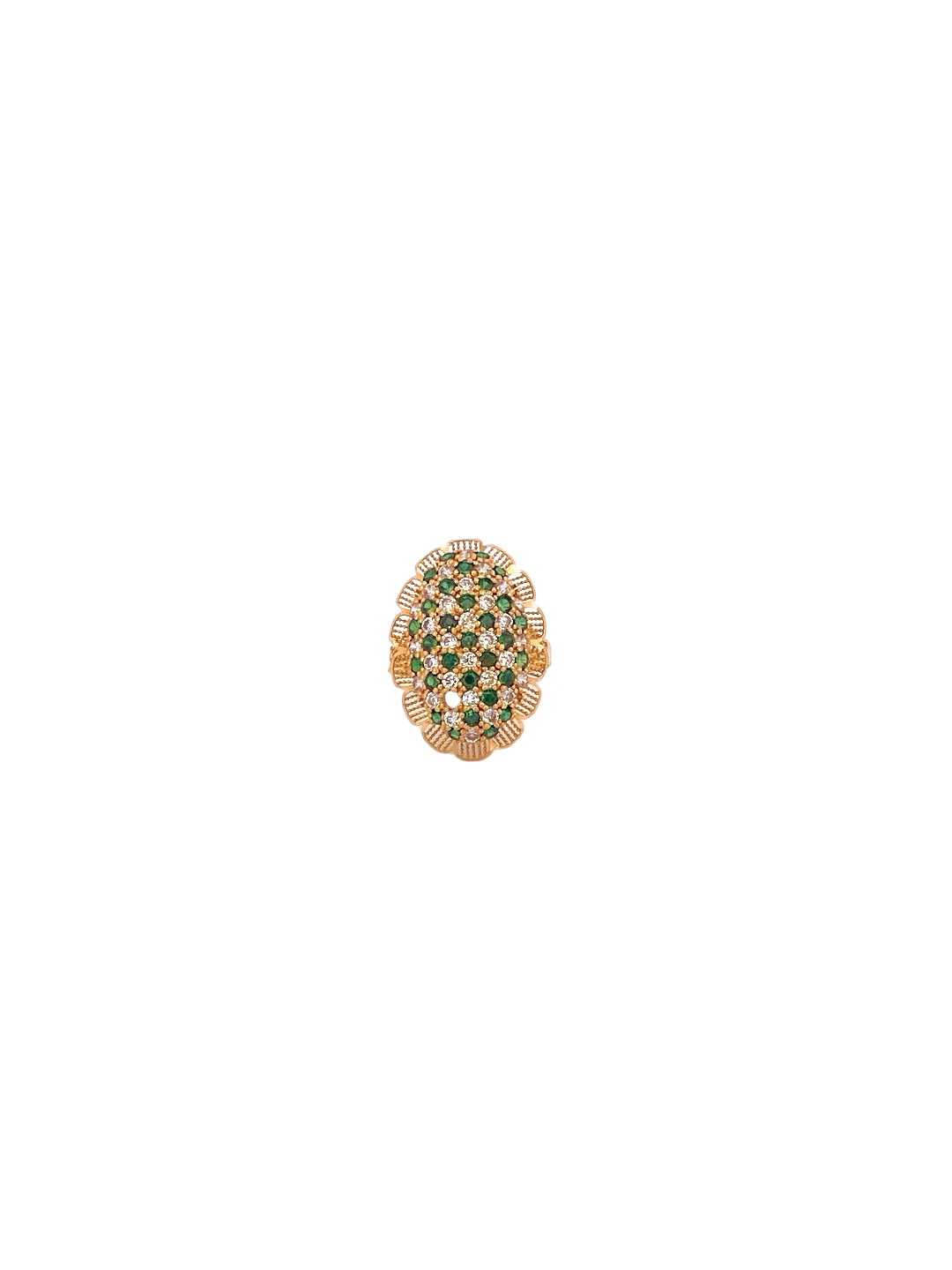 22K Gold Green CZ Designer Ladies Ring