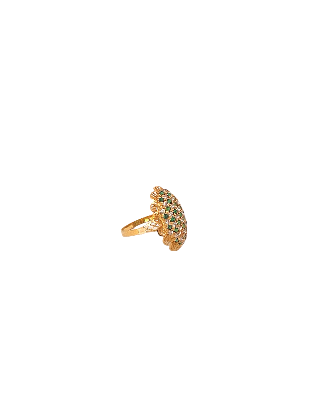 22K Gold Green CZ Designer Ladies Ring