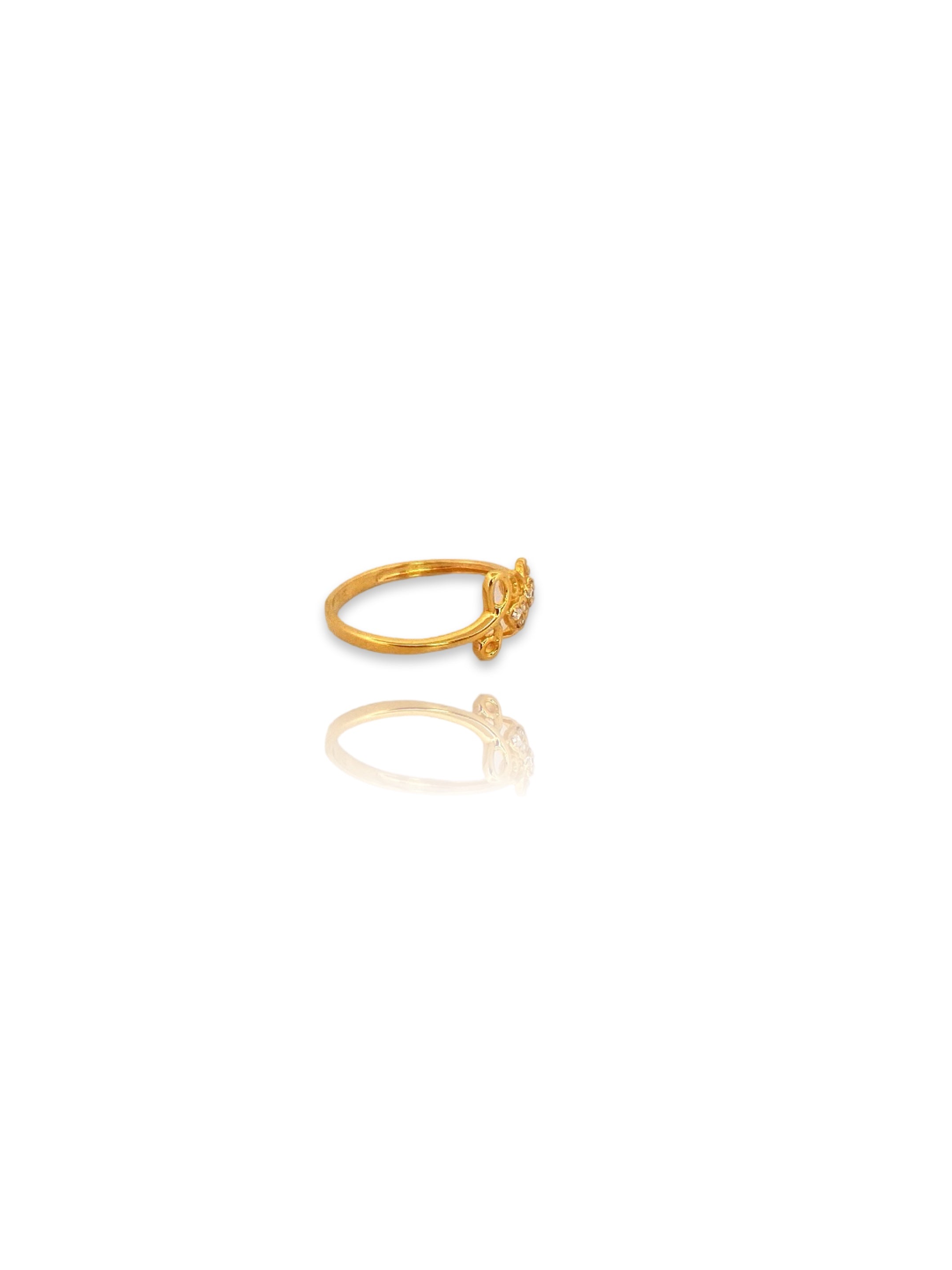 22K Gold CZ Designer Ladies Ring