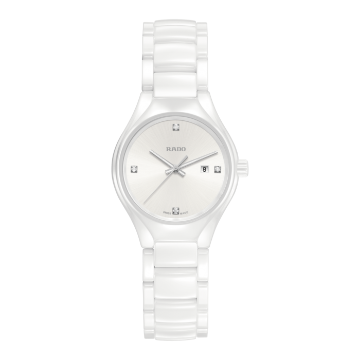 White watch with clearance diamonds