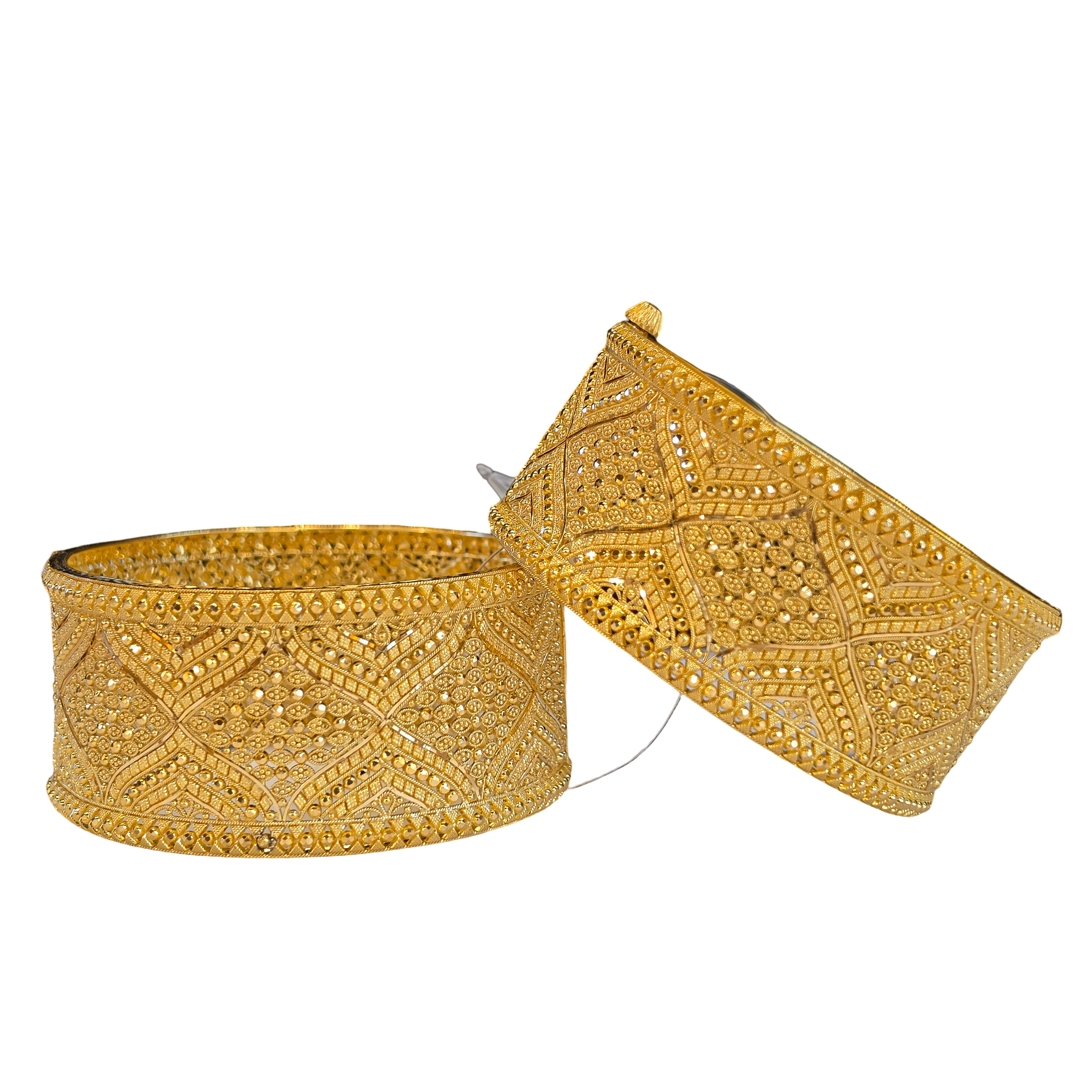 22K Gold Designer Set Of Screw Bangles