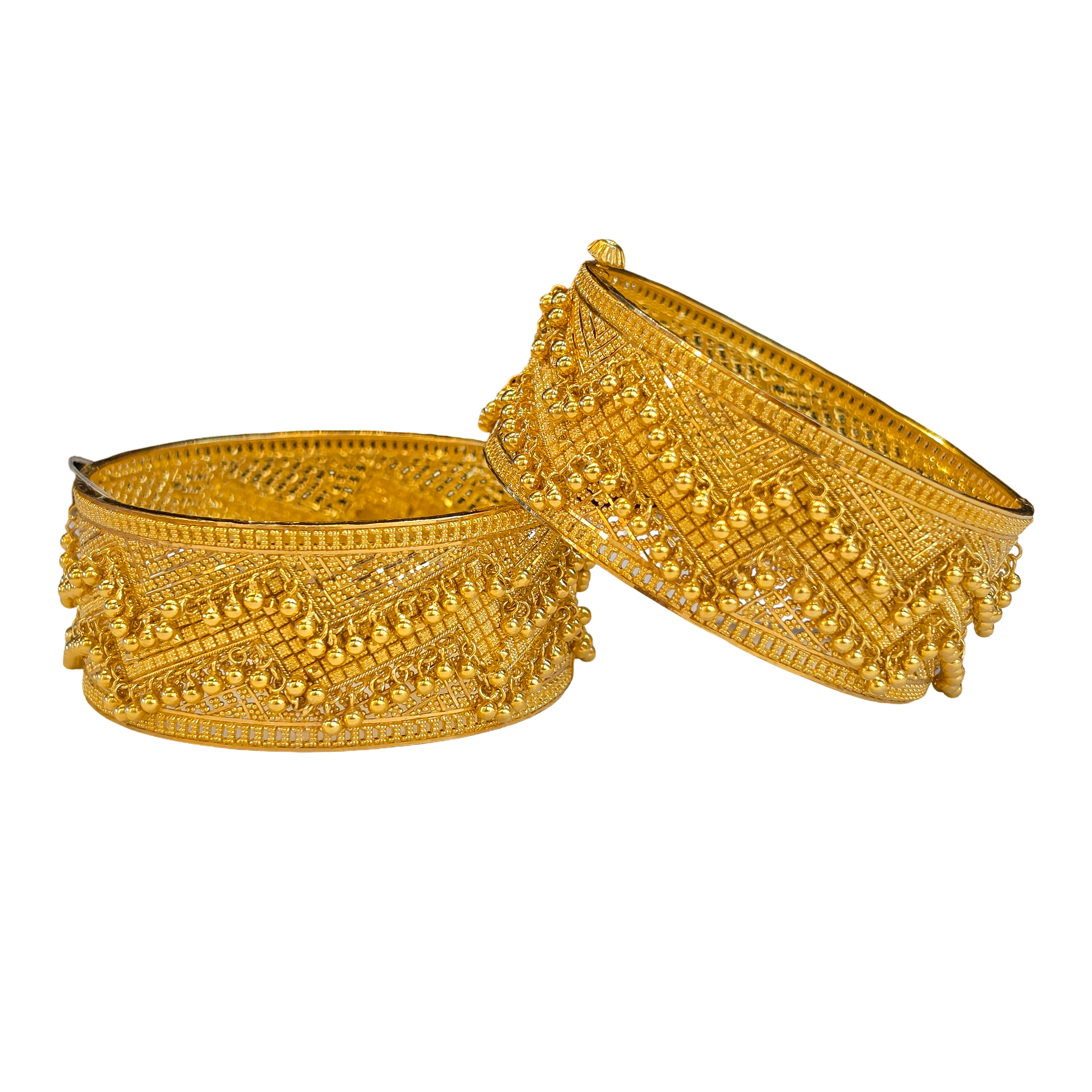 22K Gold Designer Set Of Screw Bangles