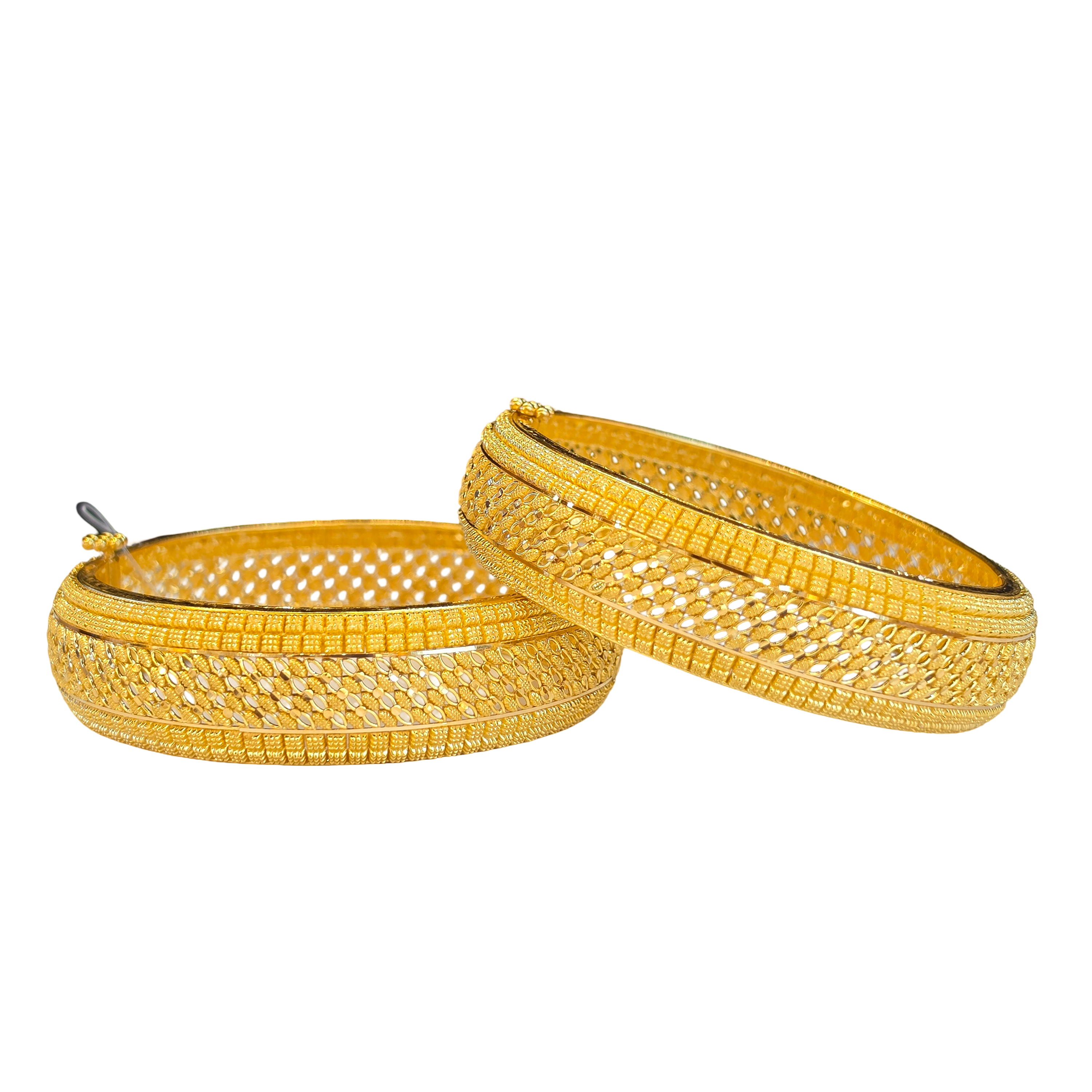 22K Gold Designer Set Of Screw Bangles