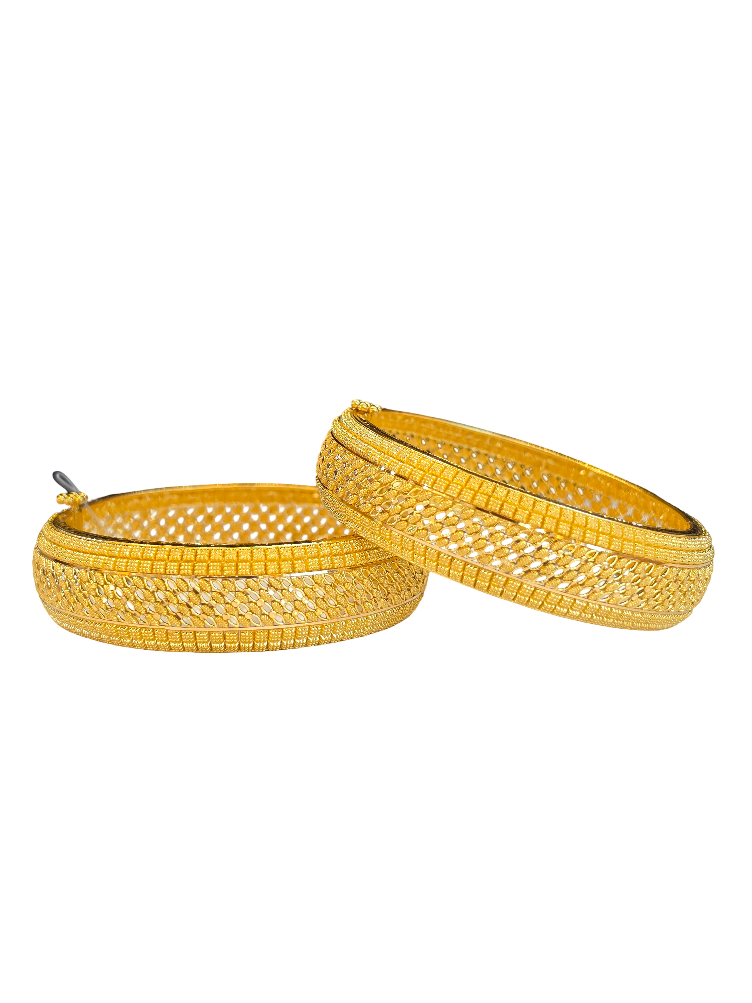 22K Gold Designer Set Of Screw Bangles