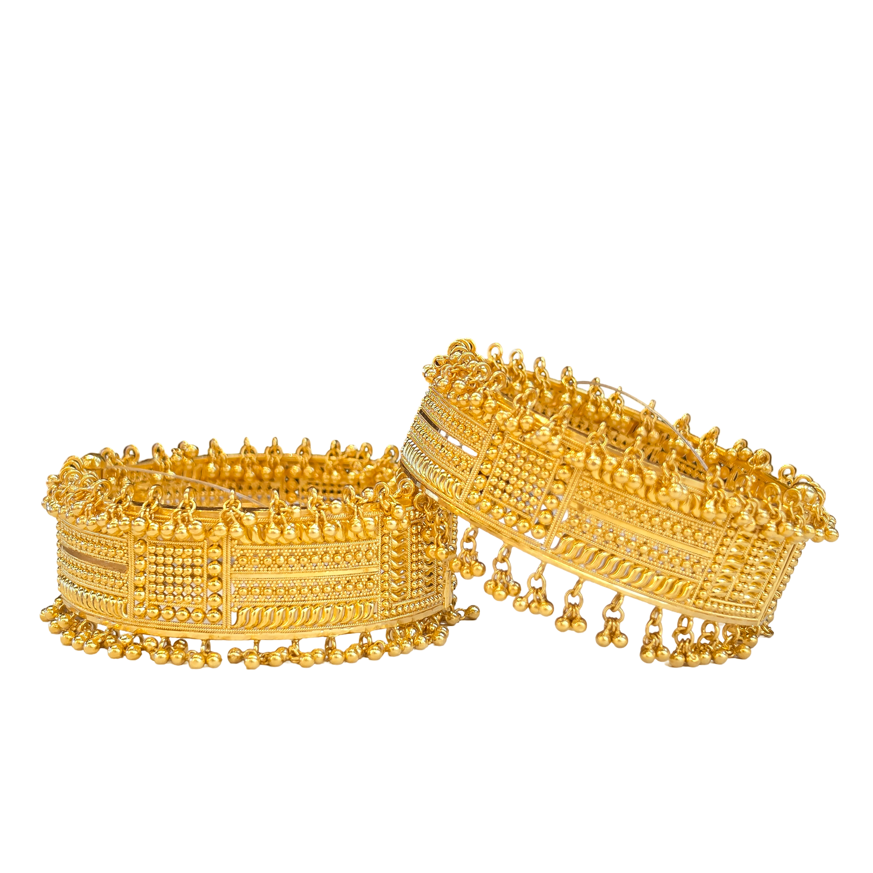 22K Gold Designer Set Of Screw Bangles