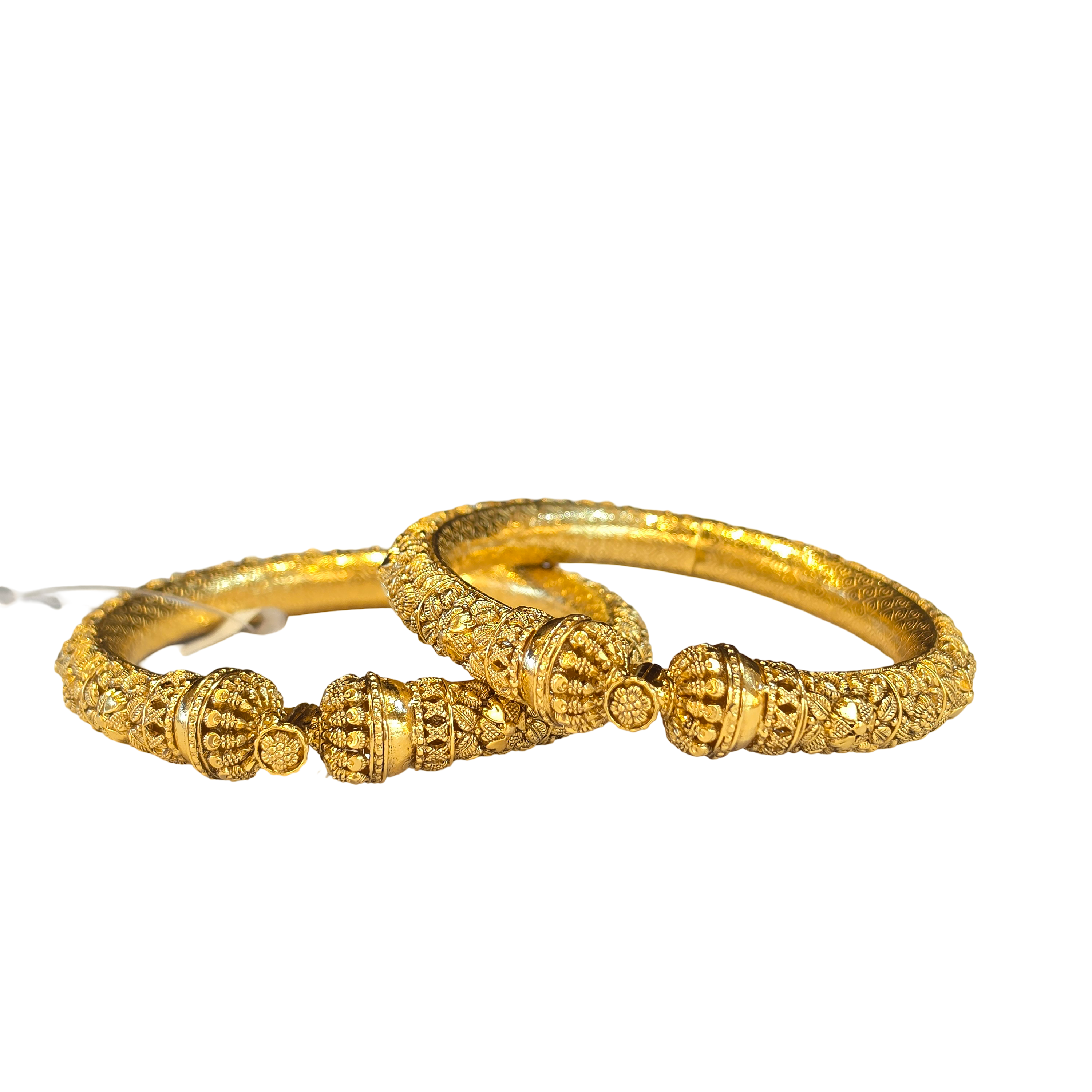 22K Gold Antique Designer Set Of Screw Bangles