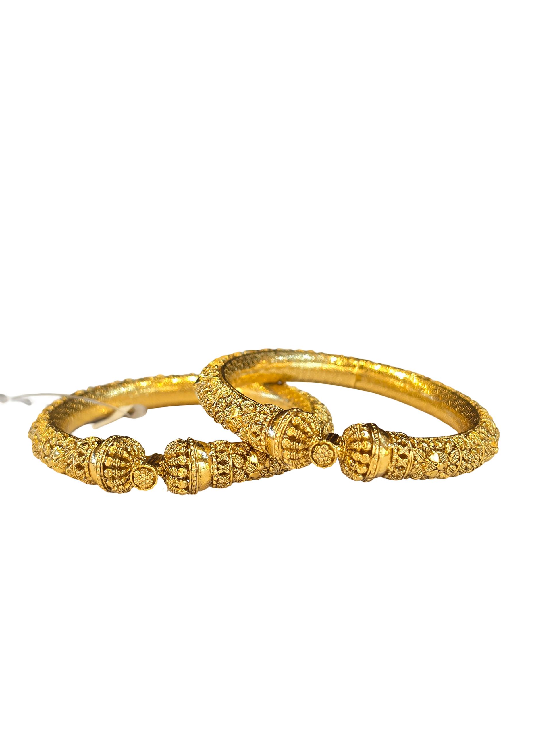 22K Gold Antique Designer Set Of Screw Bangles