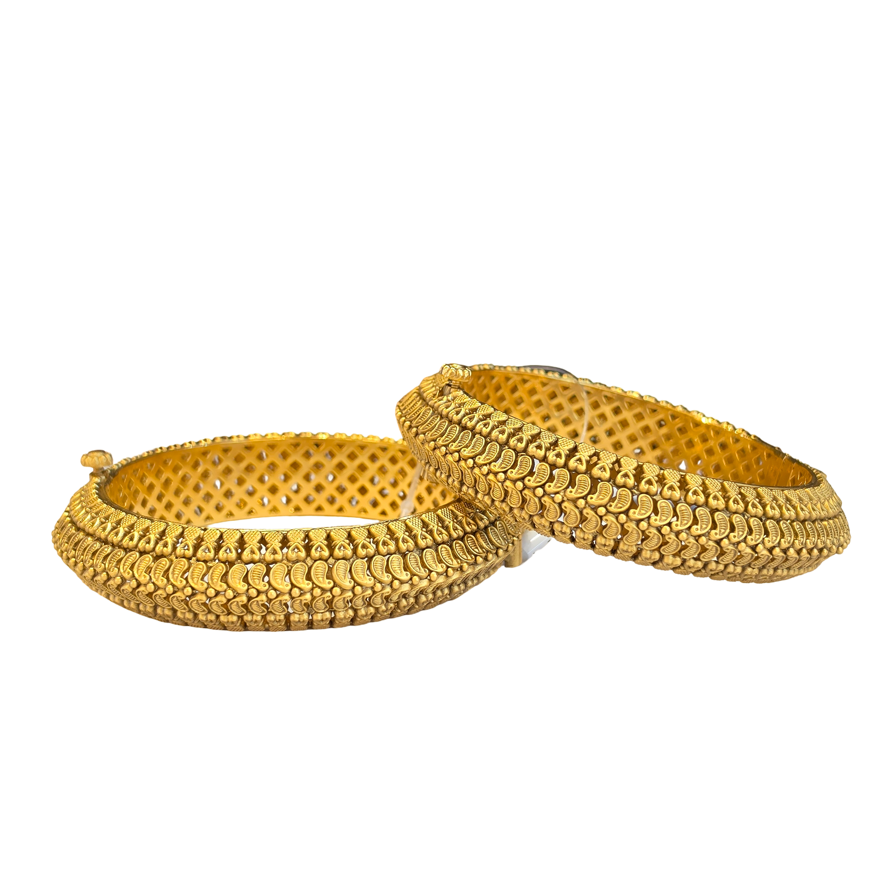 22K Gold Antique Designer Set Of Screw Bangles