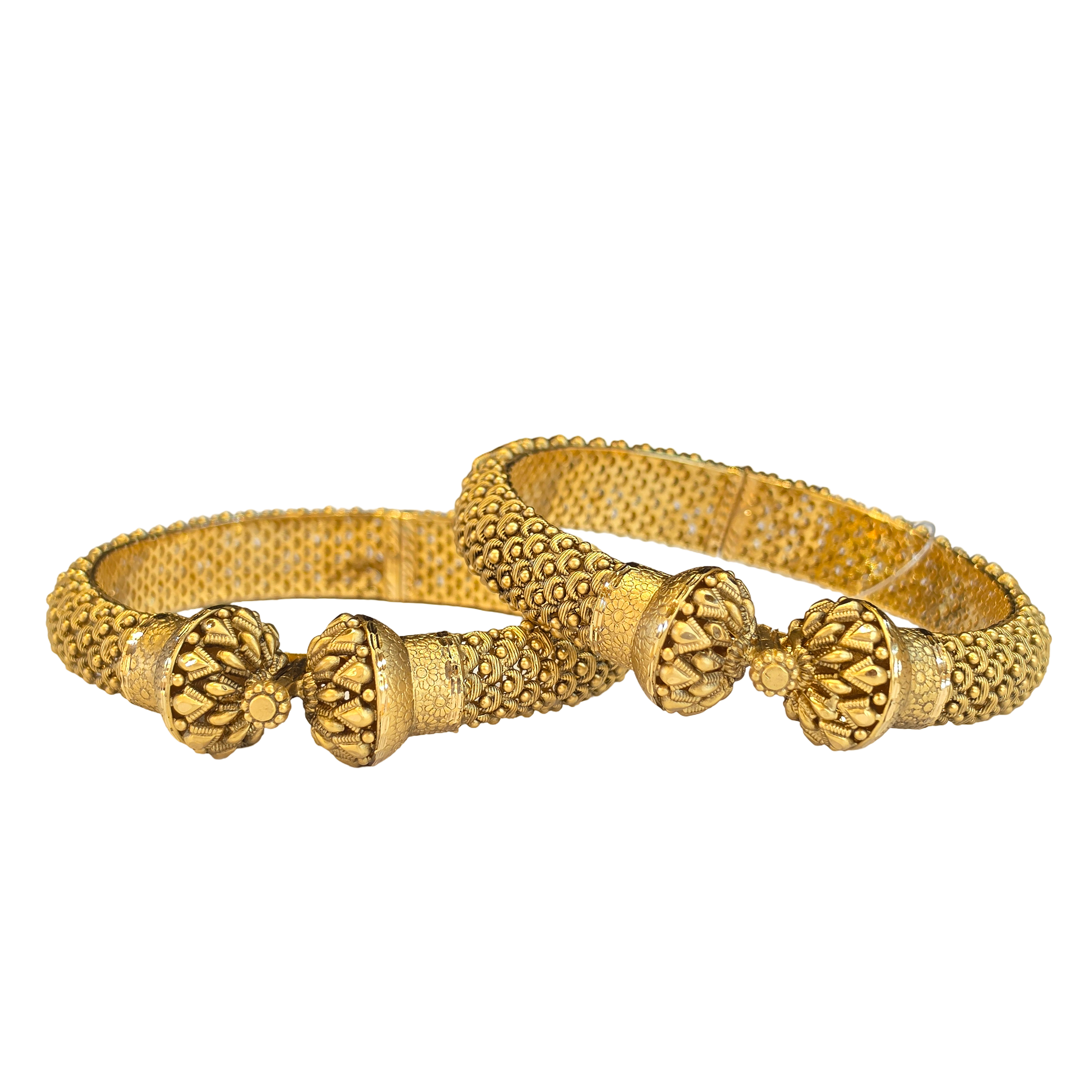 22K Gold Antique Designer Set Of Screw Bangles
