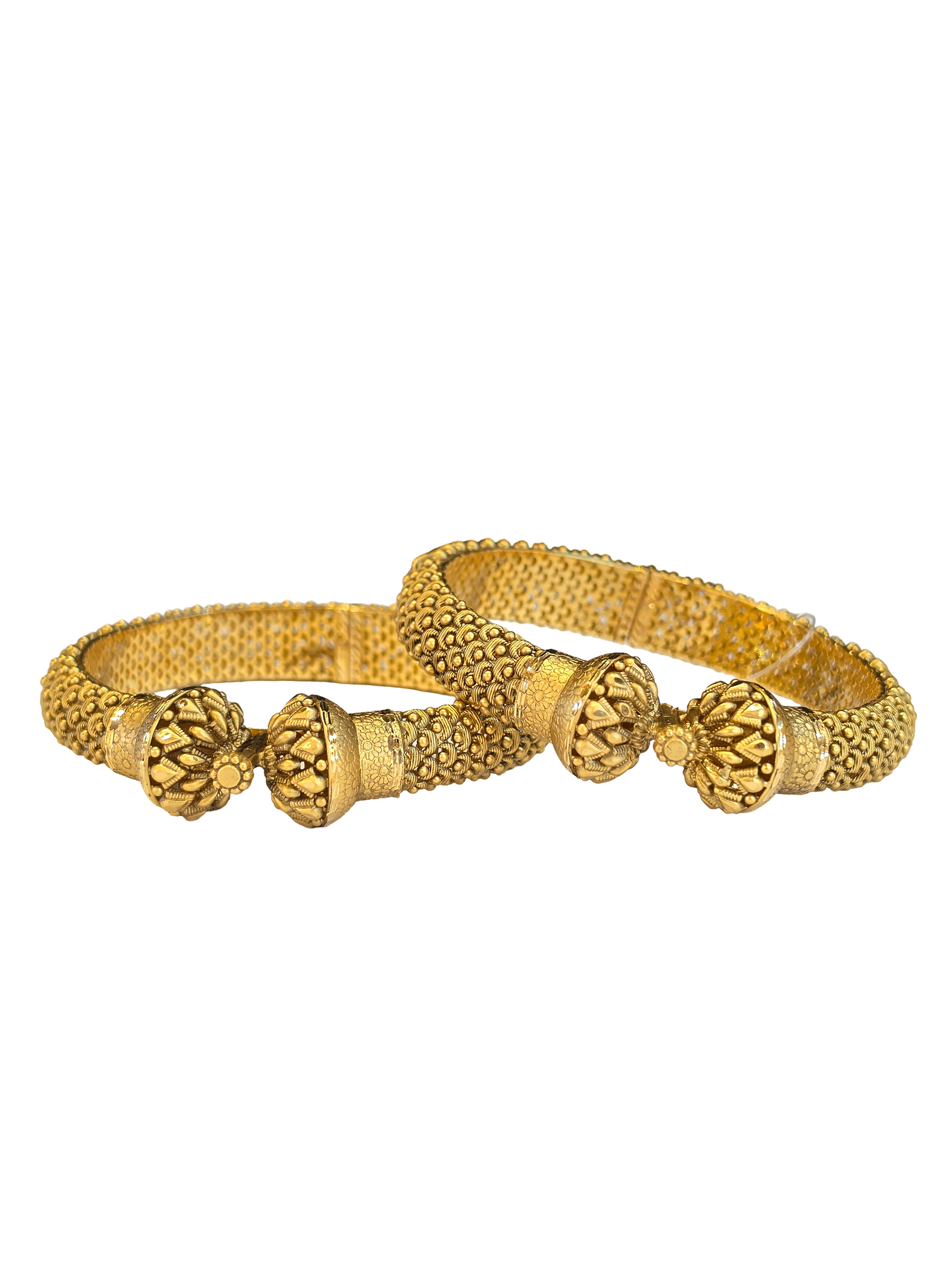 22K Gold Antique Designer Set Of Screw Bangles