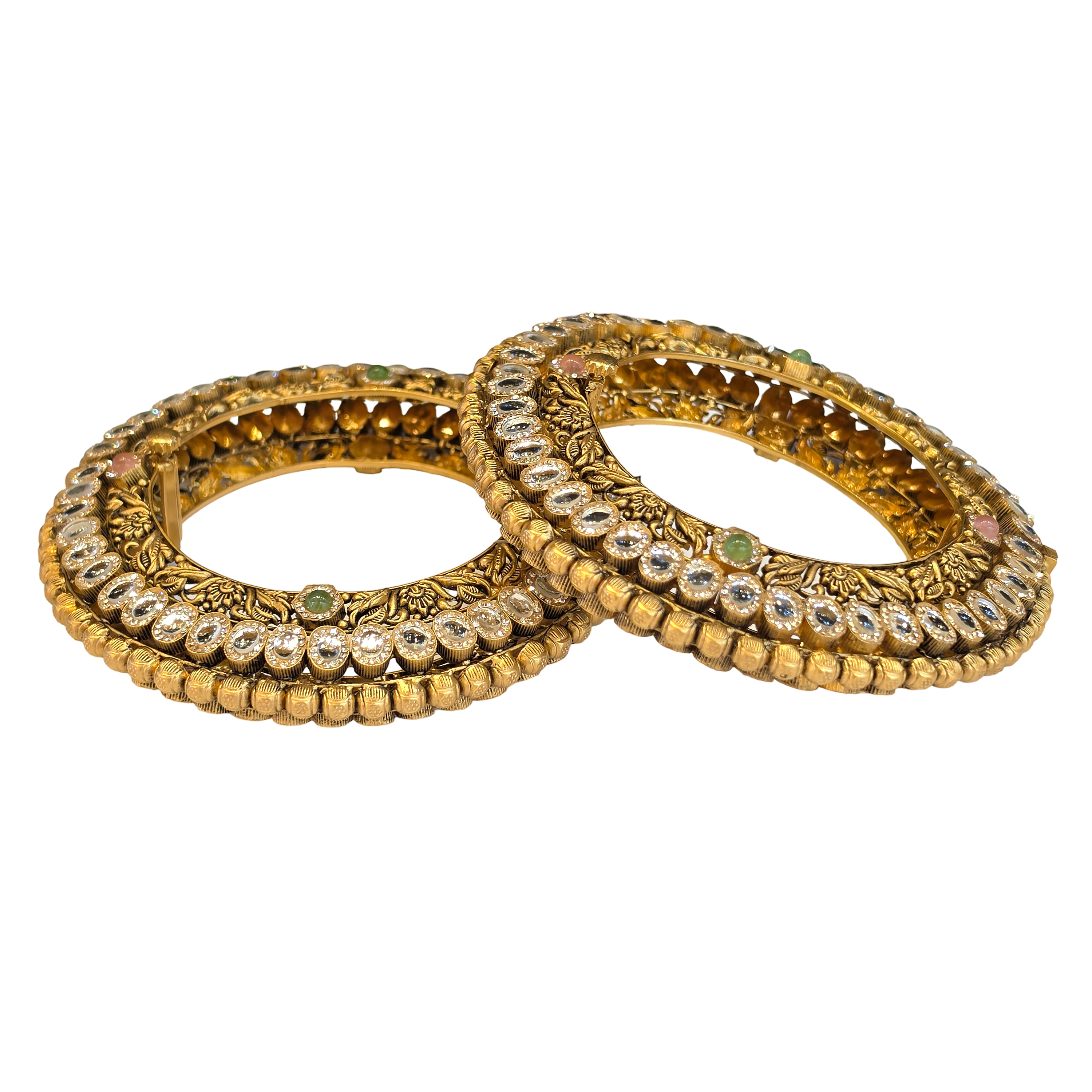 22K Gold Antique Designer Set Of Screw Bangles
