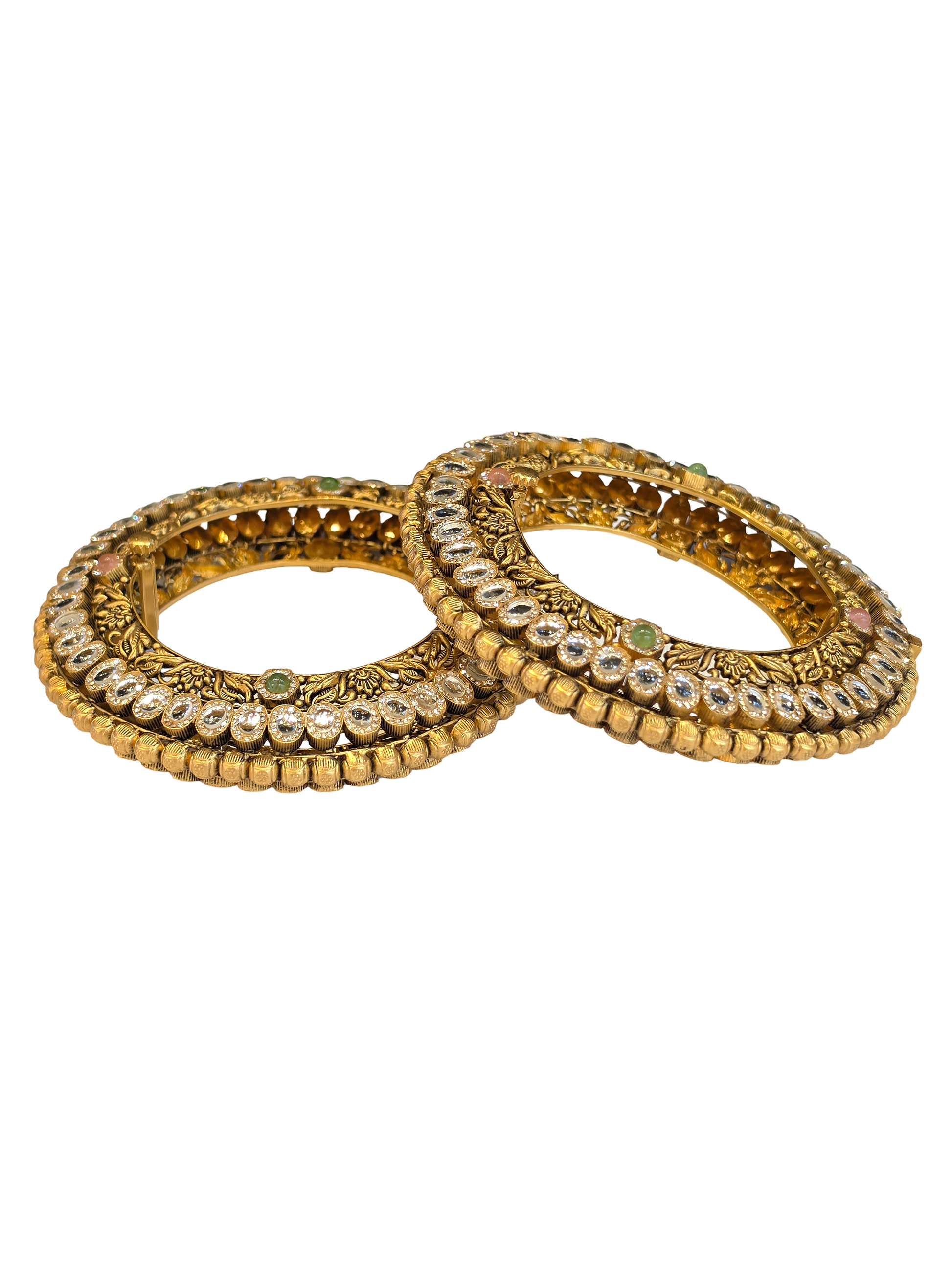 22K Gold Antique Designer Set Of Screw Bangles