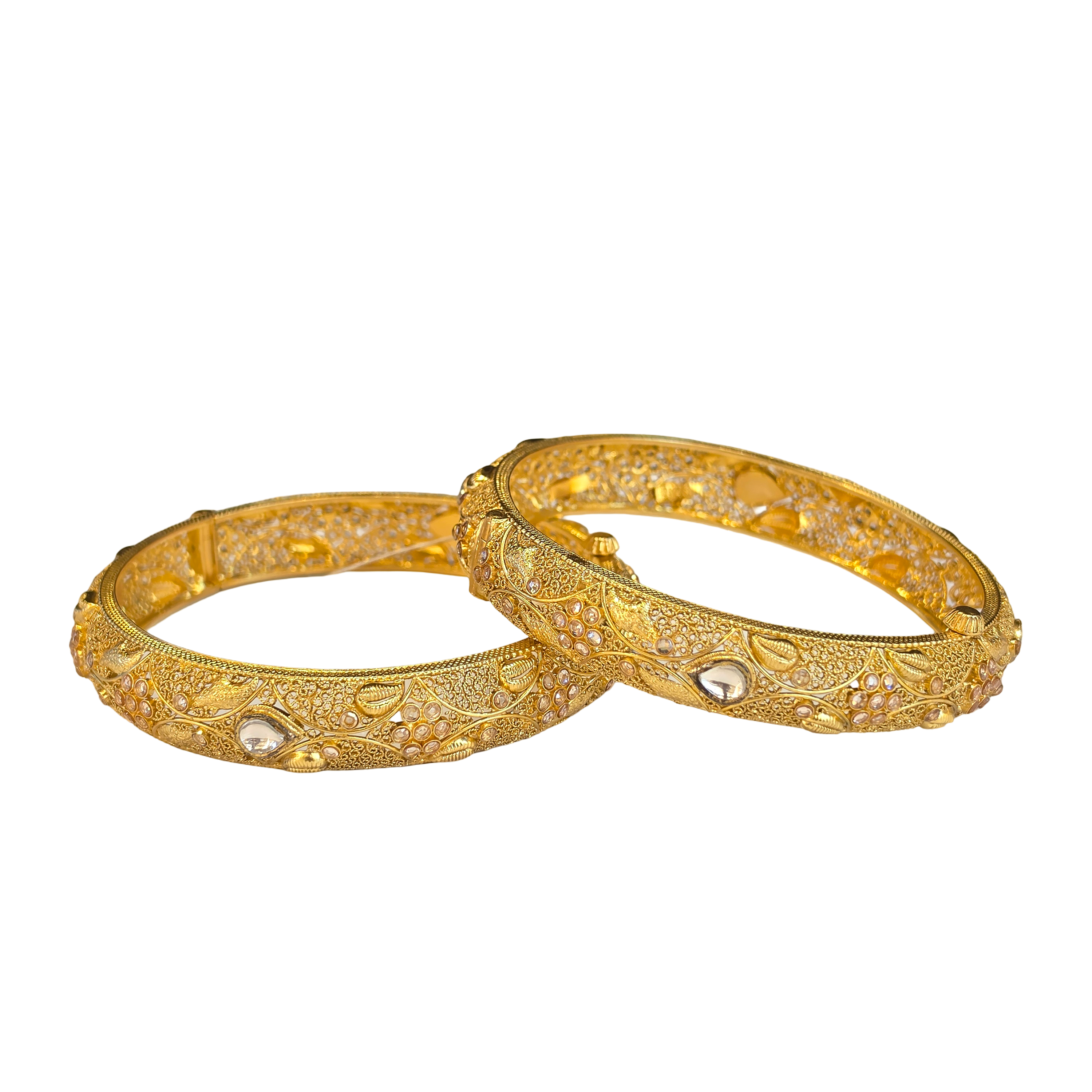 22K Gold Antique Designer Set Of Screw Bangles