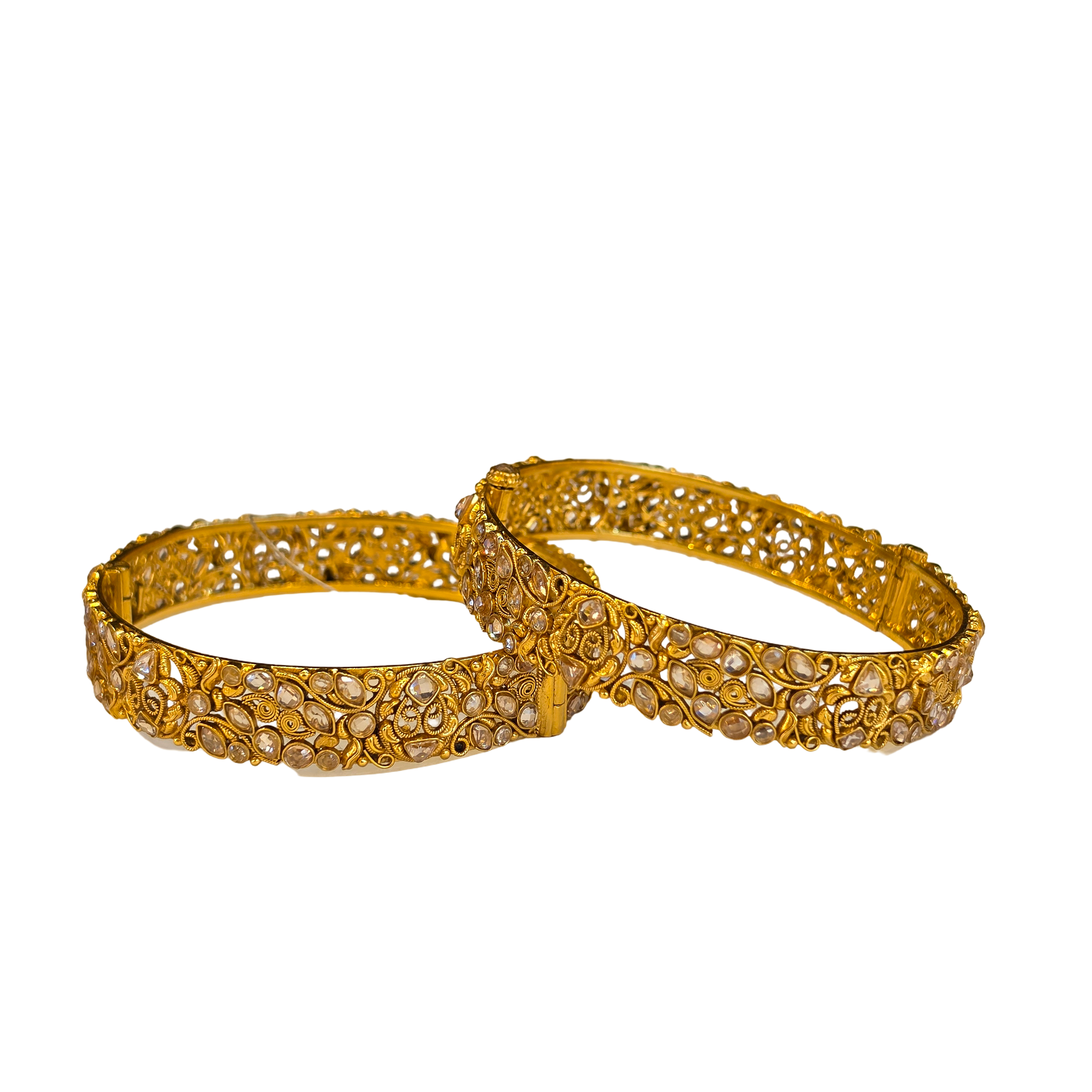 22K Gold Antique Designer Set Of Screw Bangles