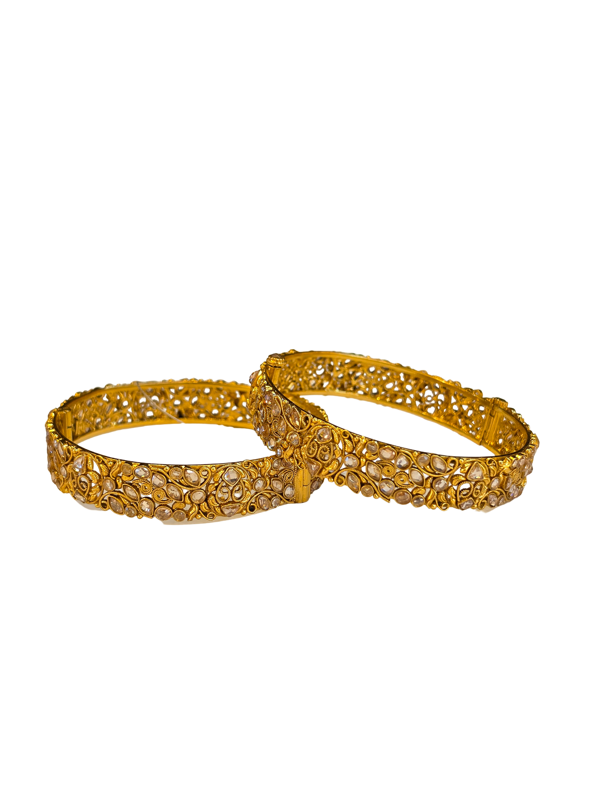 22K Gold Antique Designer Set Of Screw Bangles
