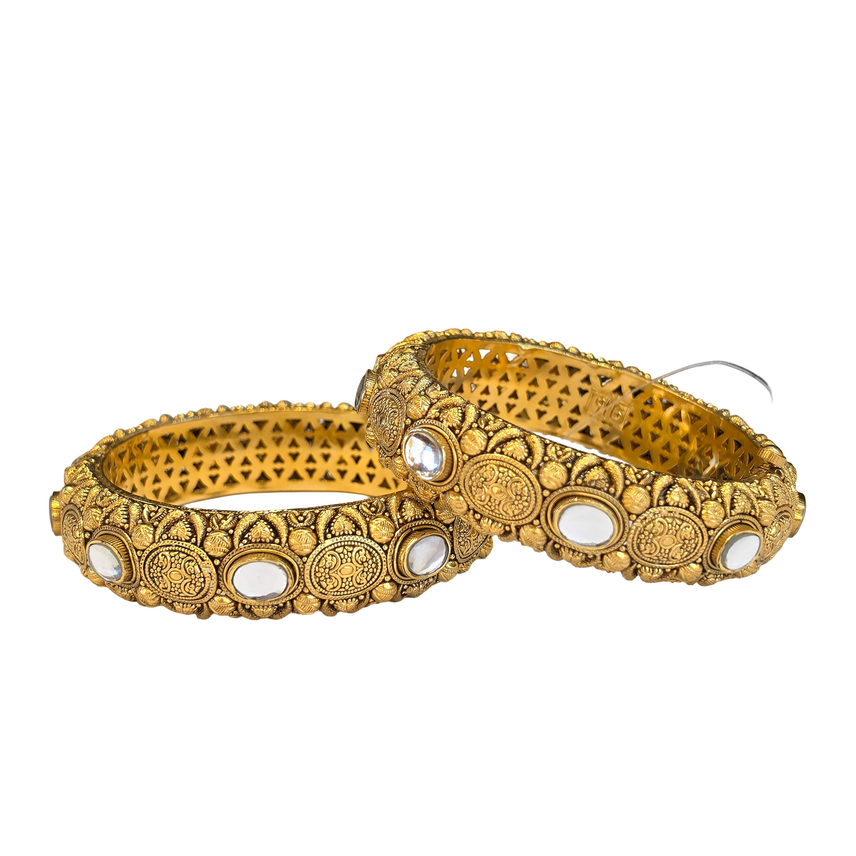 22K Gold Antique Designer Set Of Screw Bangles