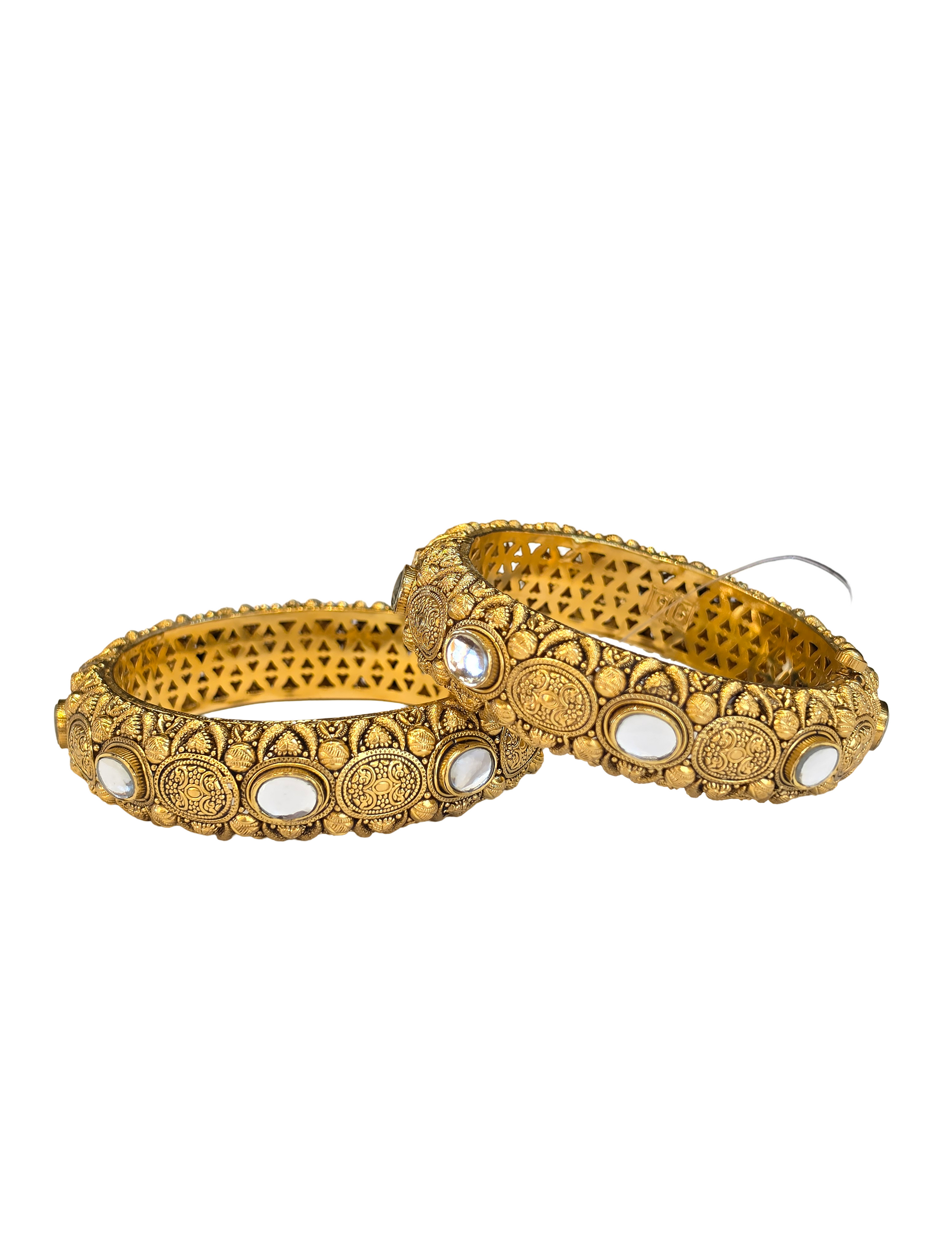 22K Gold Antique Designer Set Of Screw Bangles