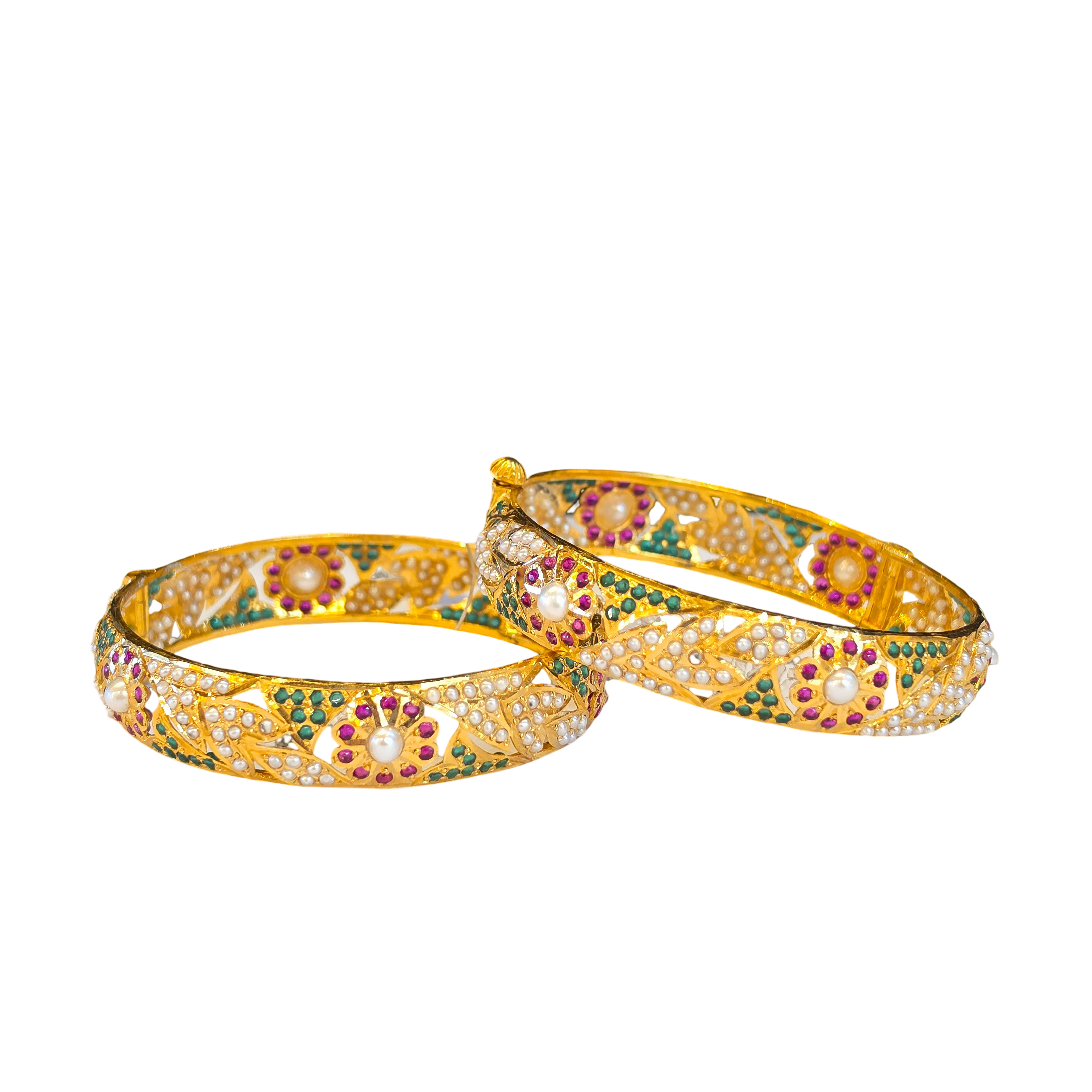 22K Gold Designer Ladies Jadau Bangles