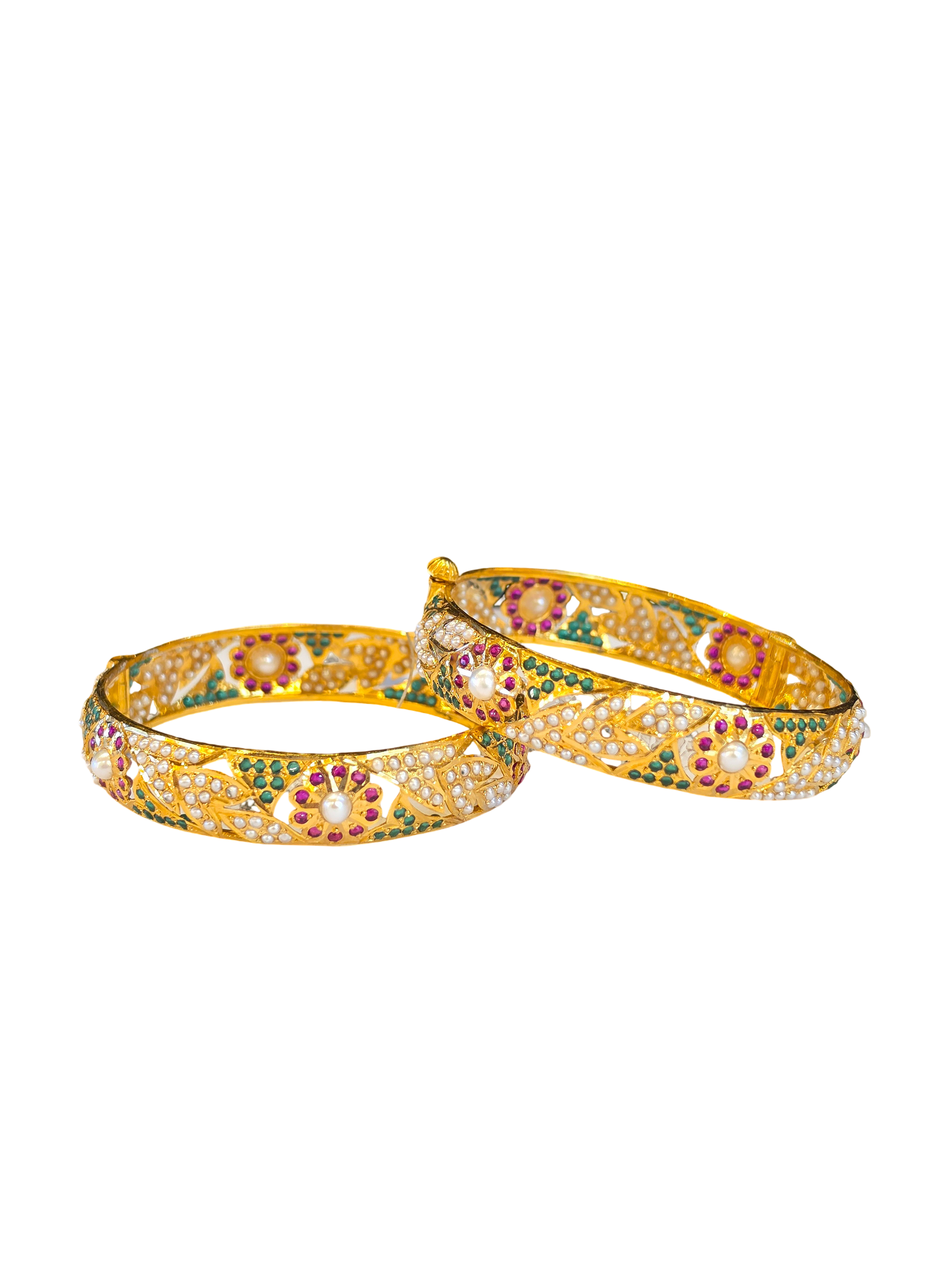 22K Gold Designer Ladies Jadau Bangles