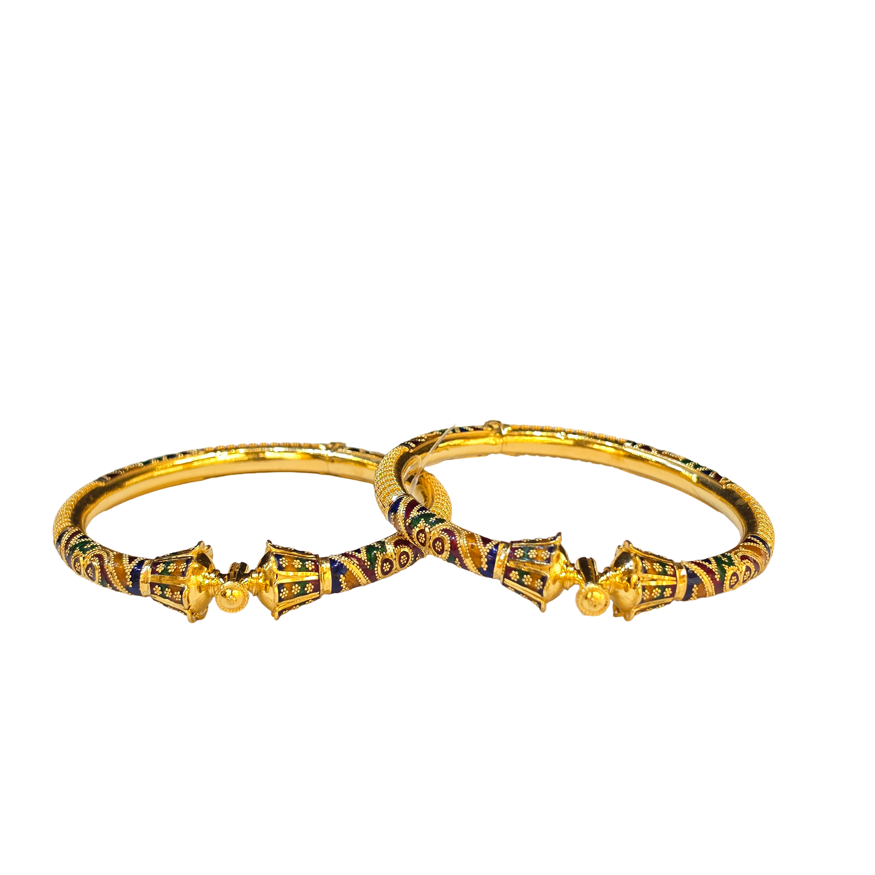 22K Gold Designer Ladies Meena Bangles
