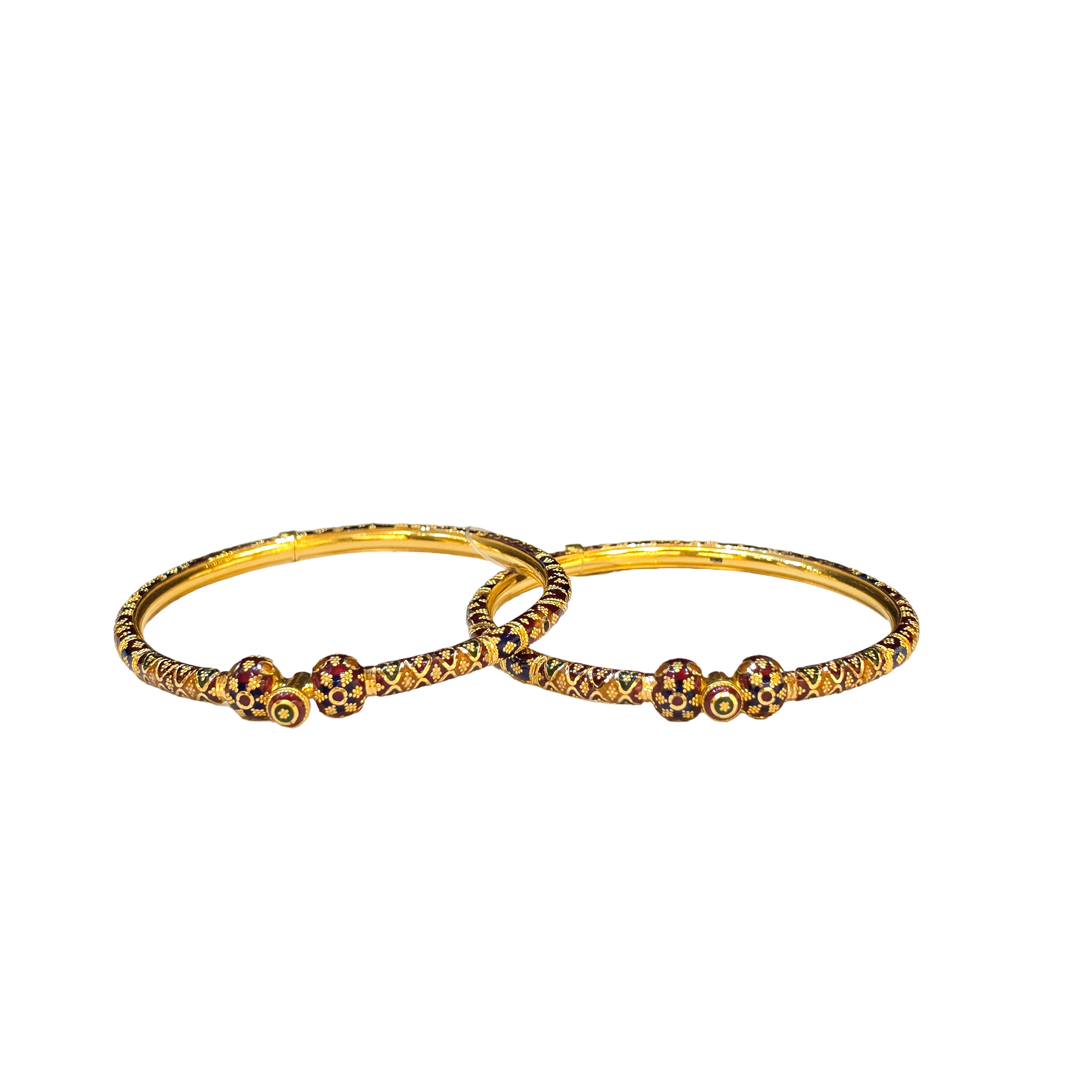 22K Gold Designer Ladies Meena Bangles