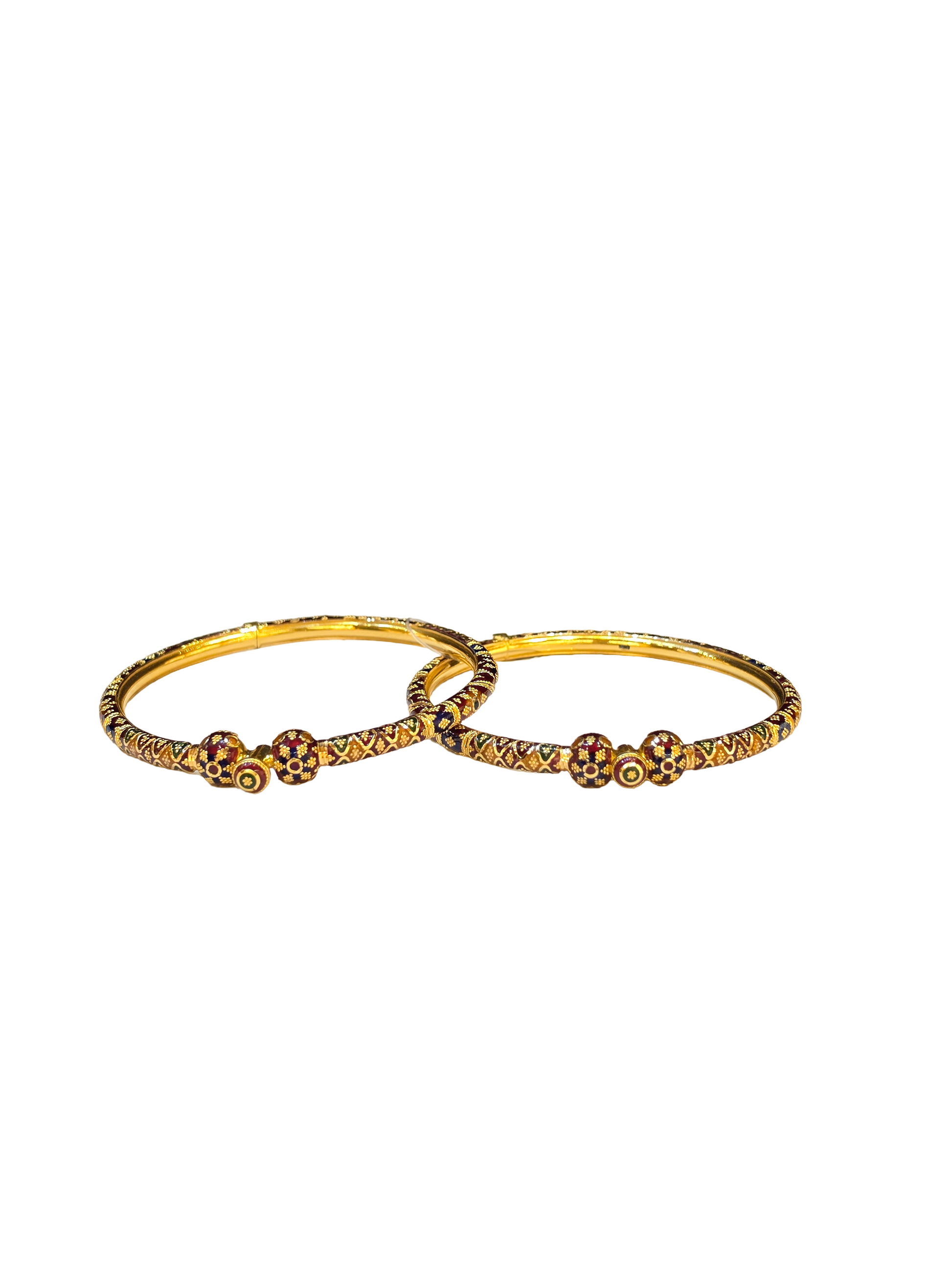 22K Gold Designer Ladies Meena Bangles
