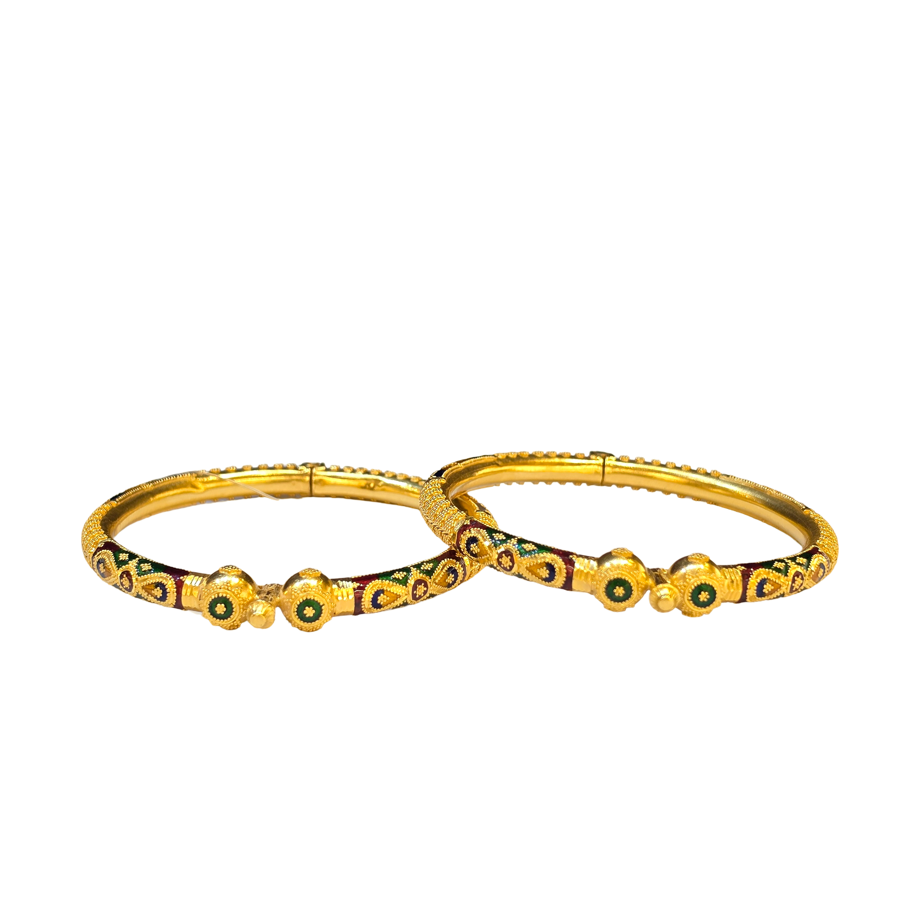 22K Gold Designer Ladies Meena Bangles
