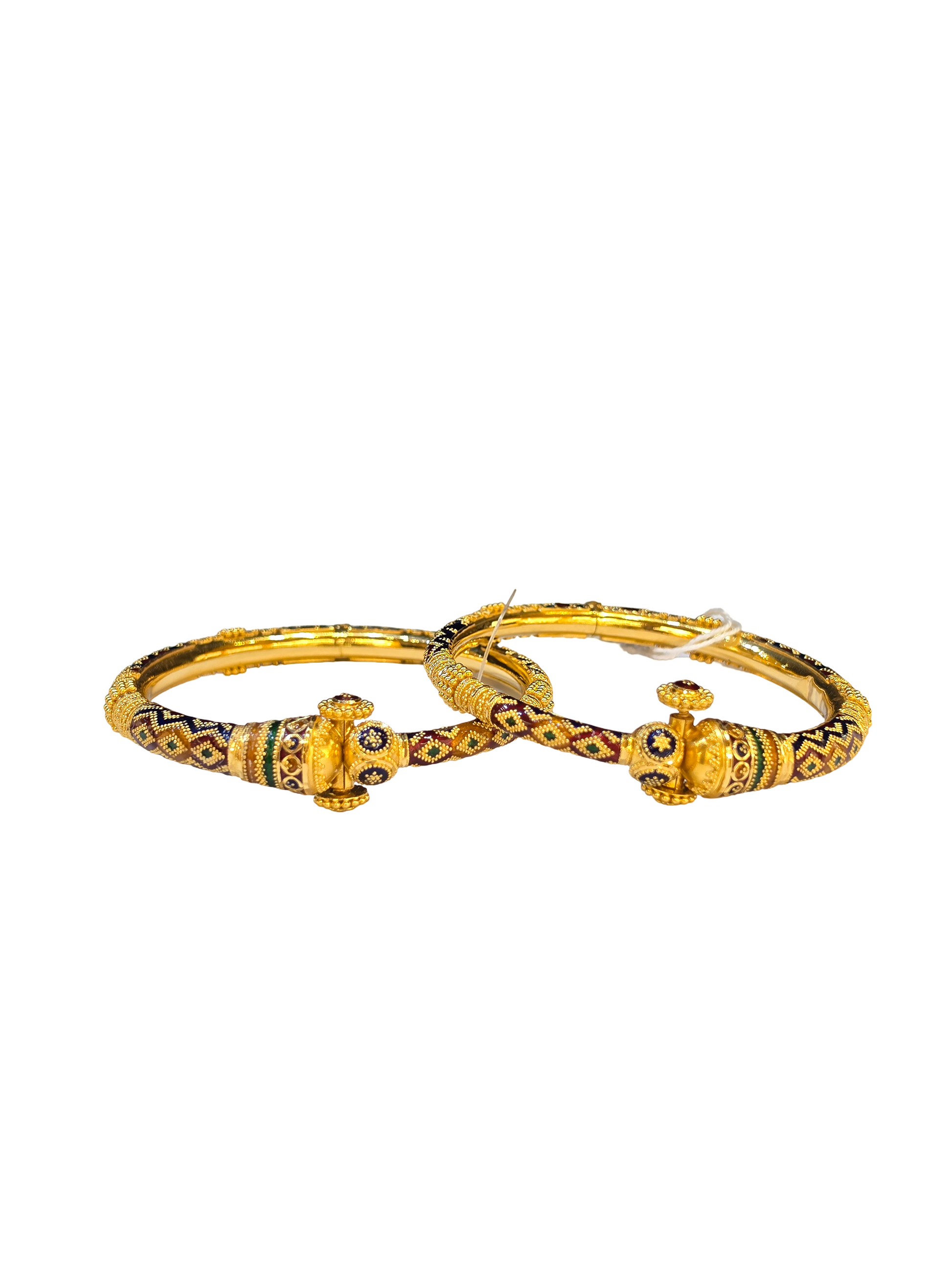 22K Gold Designer Ladies Meena Bangles
