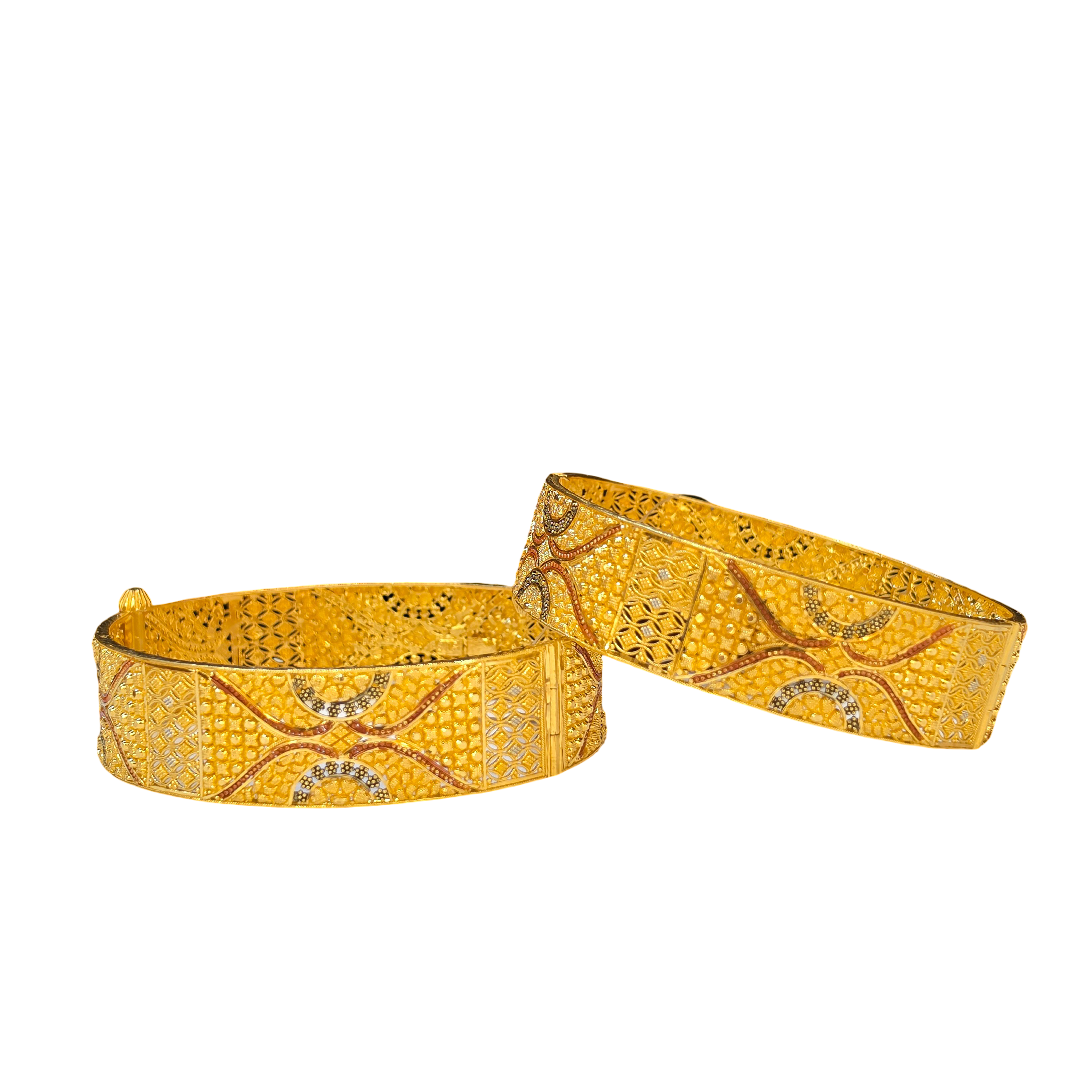 22K Gold Designer Ladies Screw Bangles